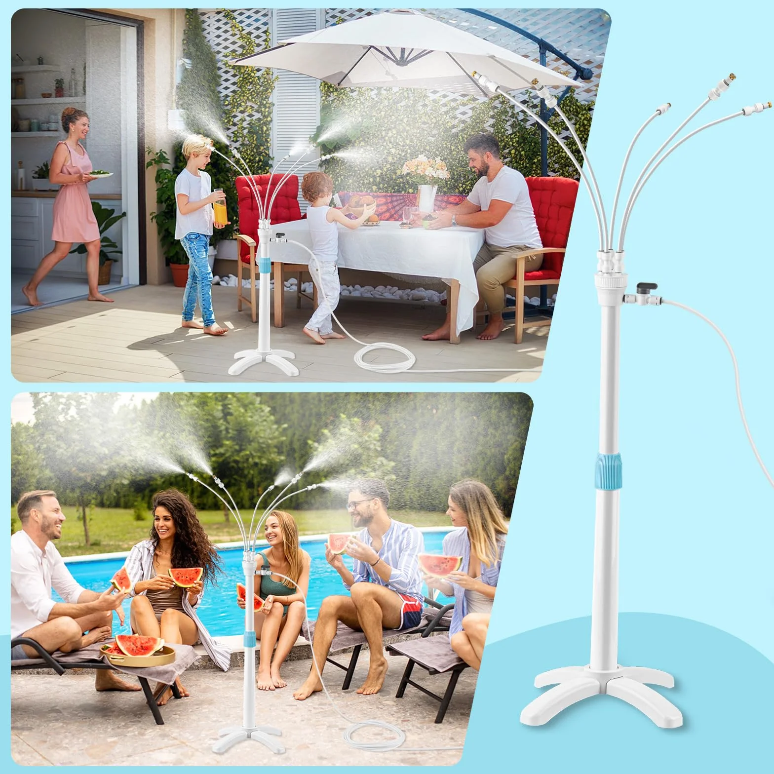 CINEMON Brumisateur de Jardin avec Douche, Système Refroidissement par Brume Debout 5 Buses