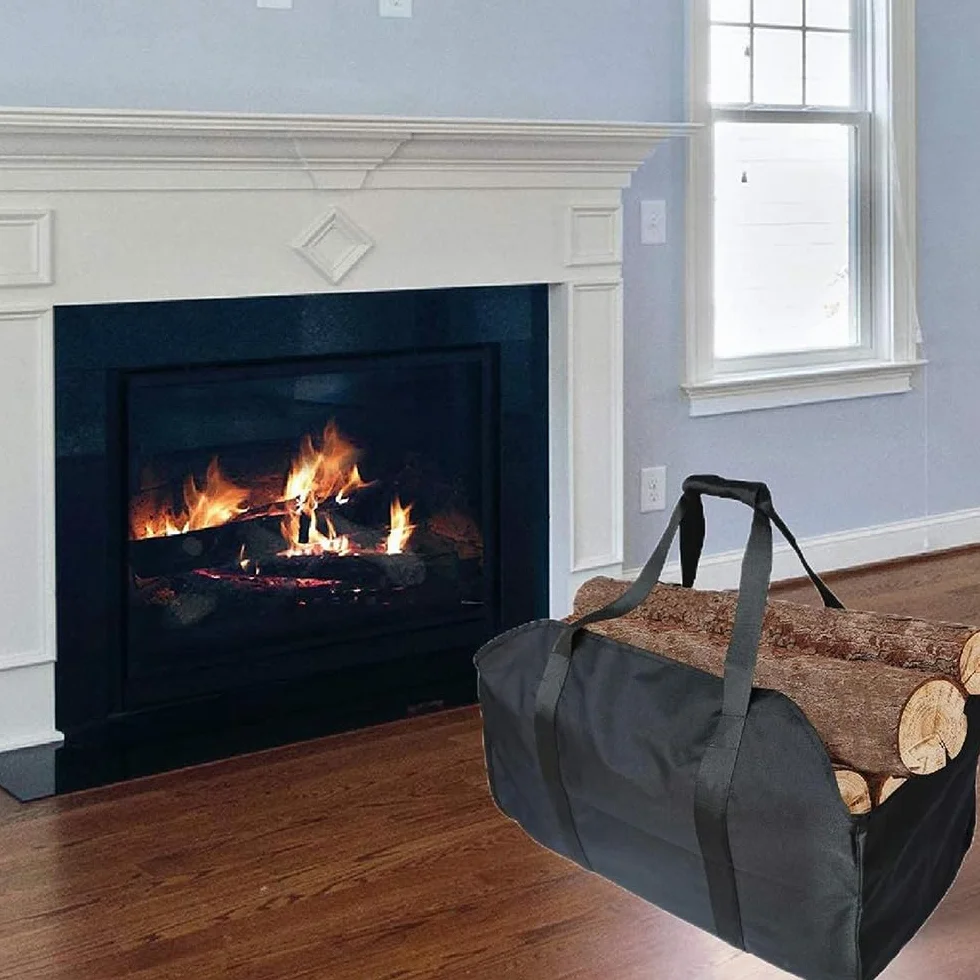 Sac de transport pour bois de chauffage Oxford indéchirable imperméable grand panier à bois pour cheminée extérieur