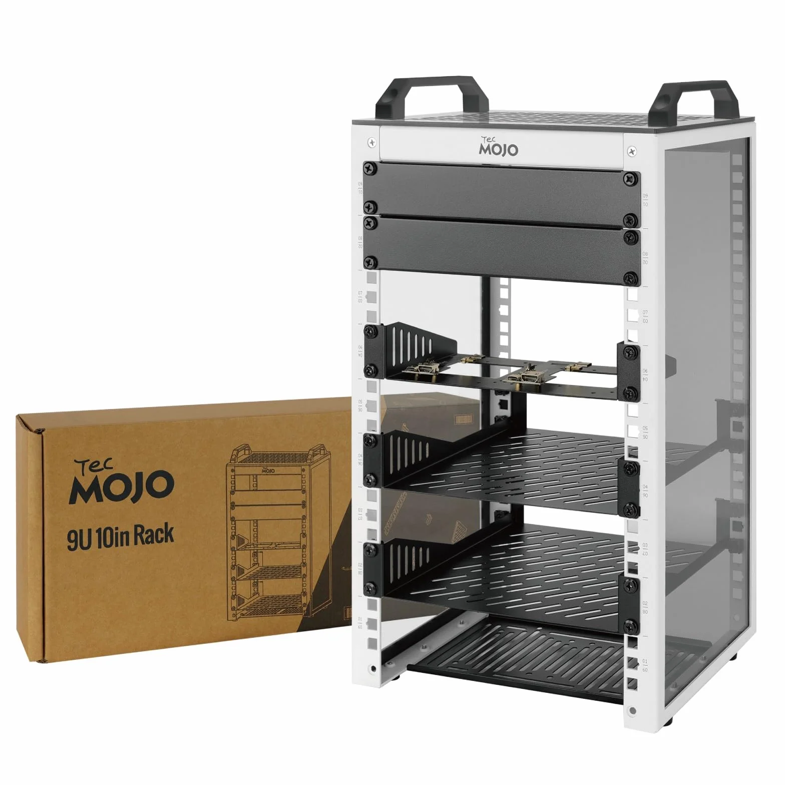 Armoire Réseau 10 Pouces 9U Mini-Rack de Bureau 200mm Blanc pour SBC NAS Serveurs