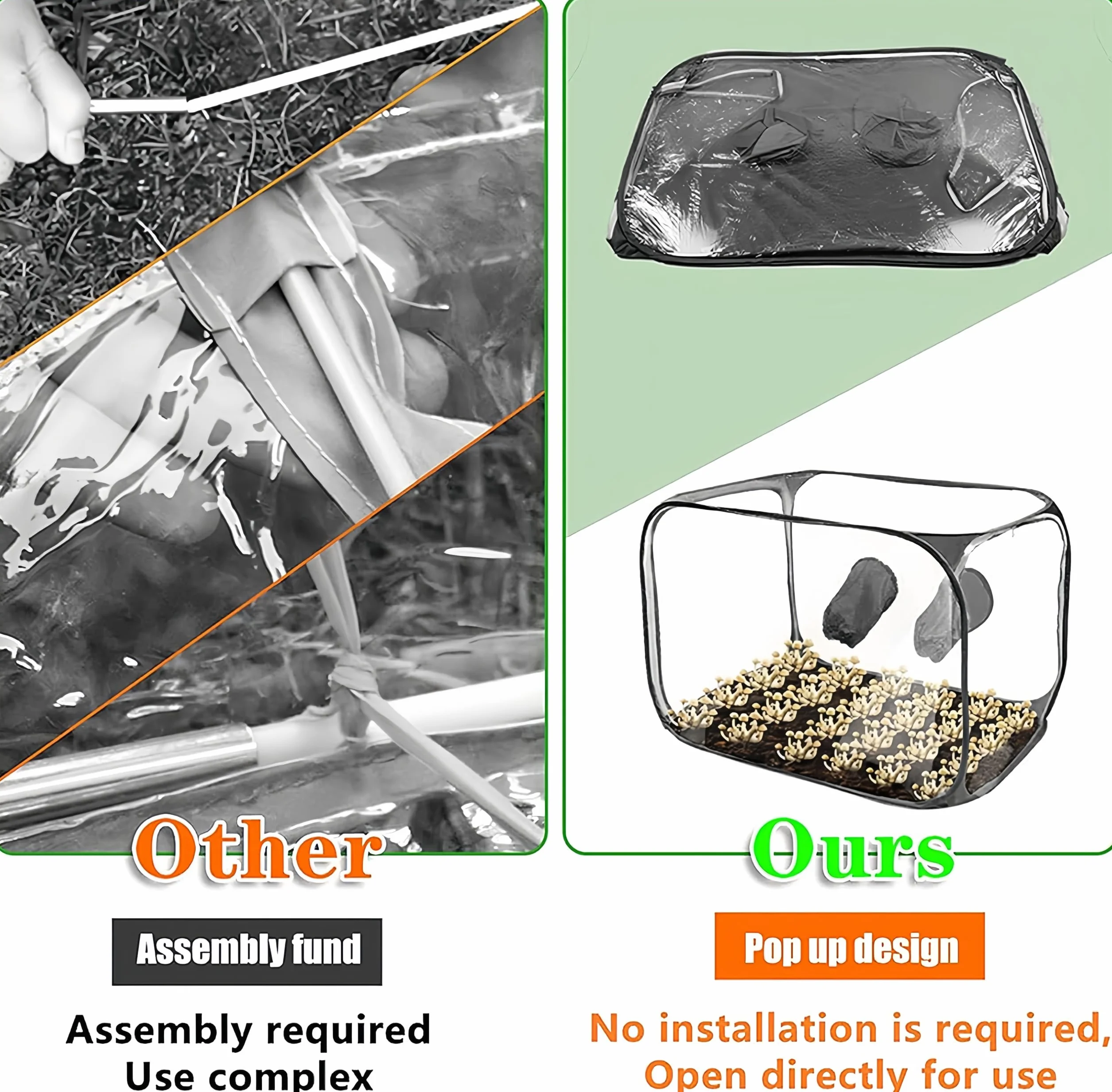 Kit de culture de champignons pliable, Still Air Box 85x52x52 cm tente transparente pop-up portable