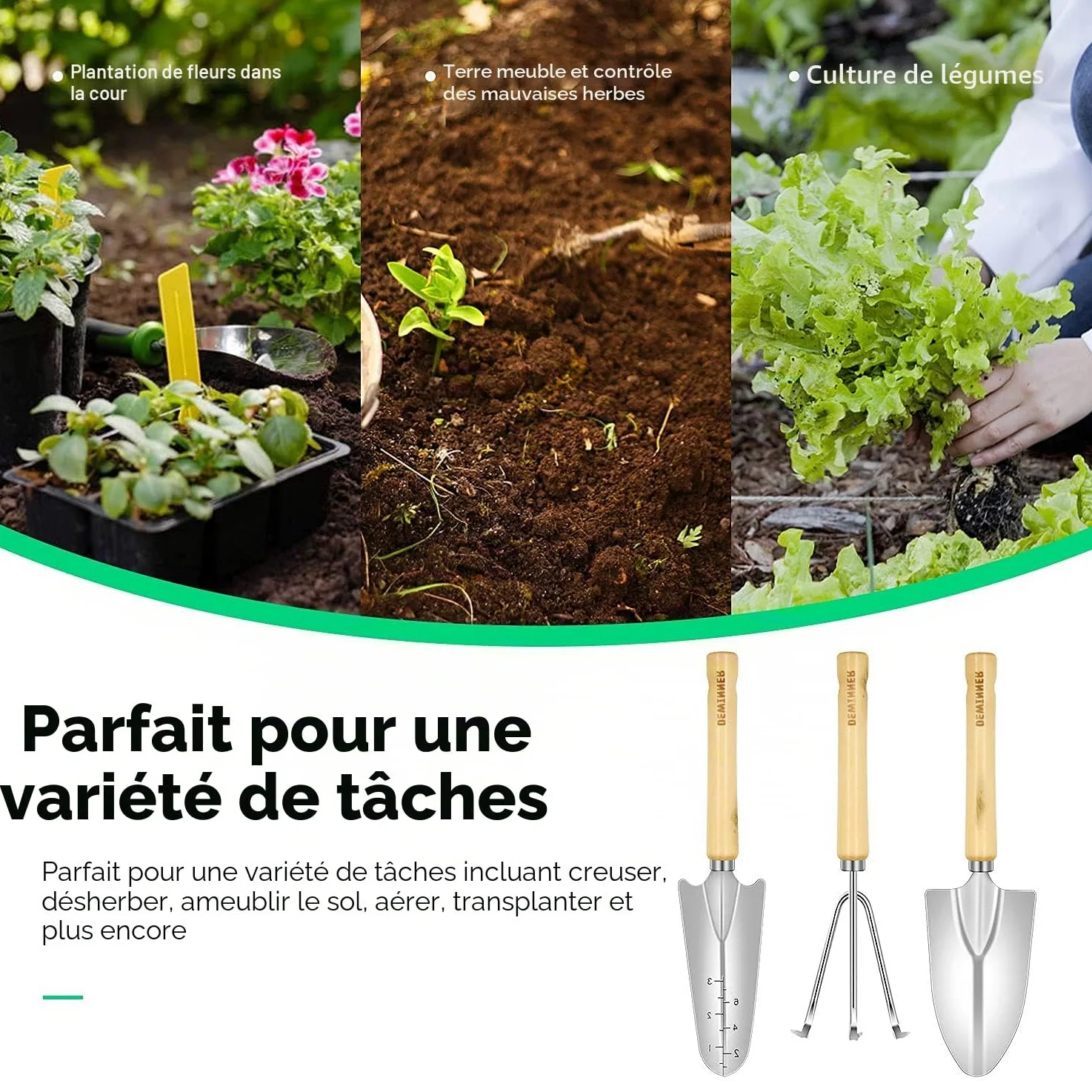 Outils de Jardinage, DEWINNER à Main Ensemble Outils de Jardin pour Plantes, 23 PCs Kit Avec Sac de Rangement, acier inoxydable, cadeau de femme homme