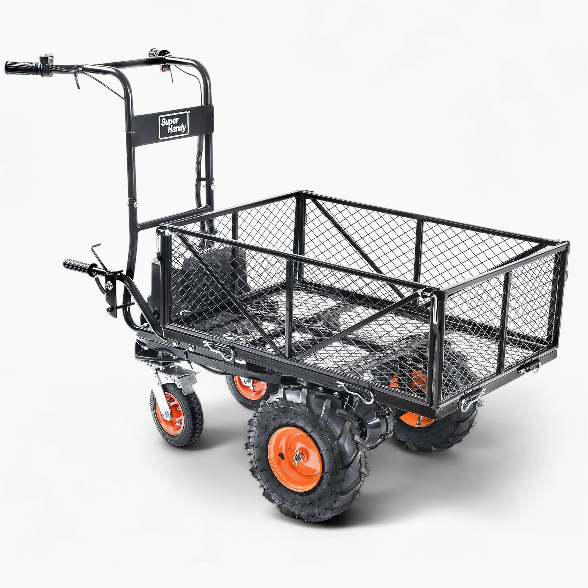 SuperHandy Chariot Utilitaire électrique, 48 V Li-ION, Charge 300 kg | Traction max. 460 kg; 2 batteries Li-ion amovibles incluses, idéal pour ferme, jardin et travaux de manutention