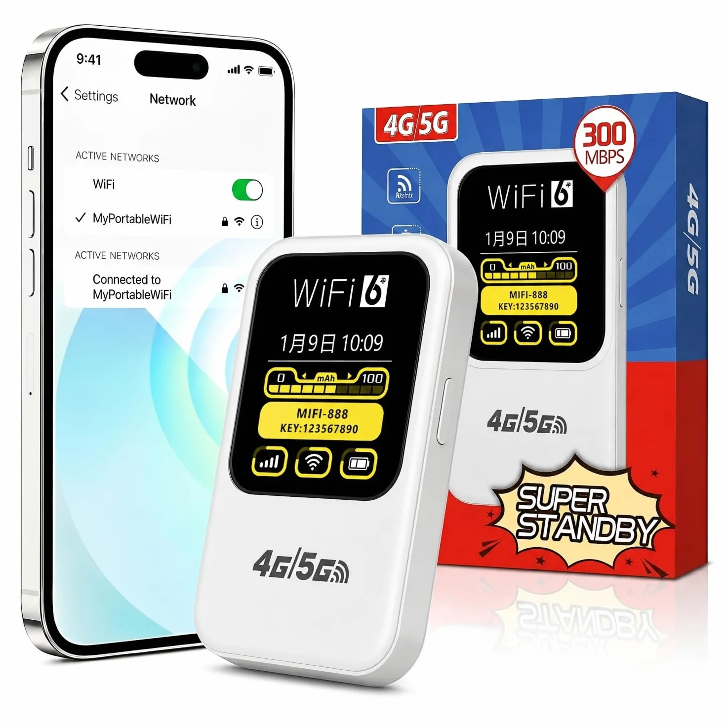 Routeur 5G Portable WiFi 6 SIM Déverrouillé Batterie 3000mAh 28 Appareils WPA3 Nano SIM Pocket WiFi Voyage