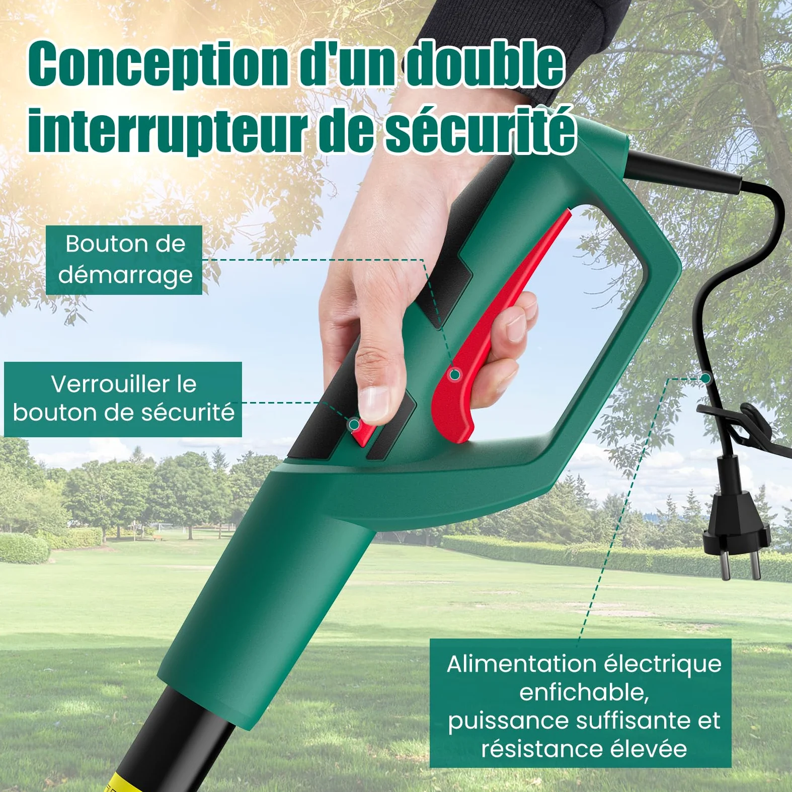HYCHIKA Tronconneuse Telescopique Electrique 750 W, Coupe Branche Telescopique de 162 à 220 CM, Tronconneuse a Perche, Vitesse de Chaîne 11 m/s, Pole Saw pour Élagage des Arbres