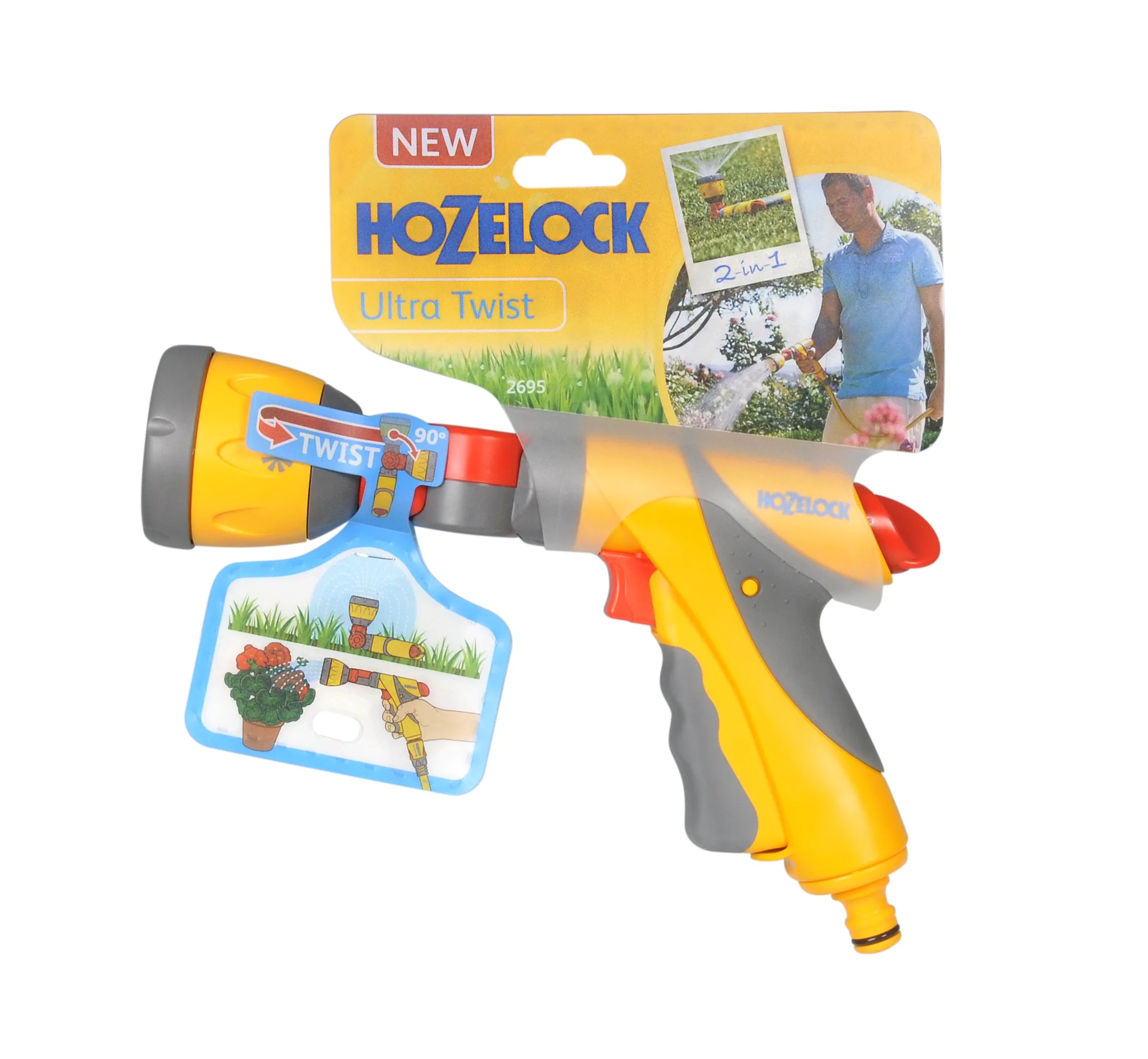 HOZELOCK - Pistolet d'Arrosage Ultra Twist Plus : Pistolet Arroseur Multi-Tâches avec sa Tête Réglable à 180°, Ergonomique, Confort d'Utilisation, Vérouillable et Contrôle du Débit, 4 Jets [2695 0000]