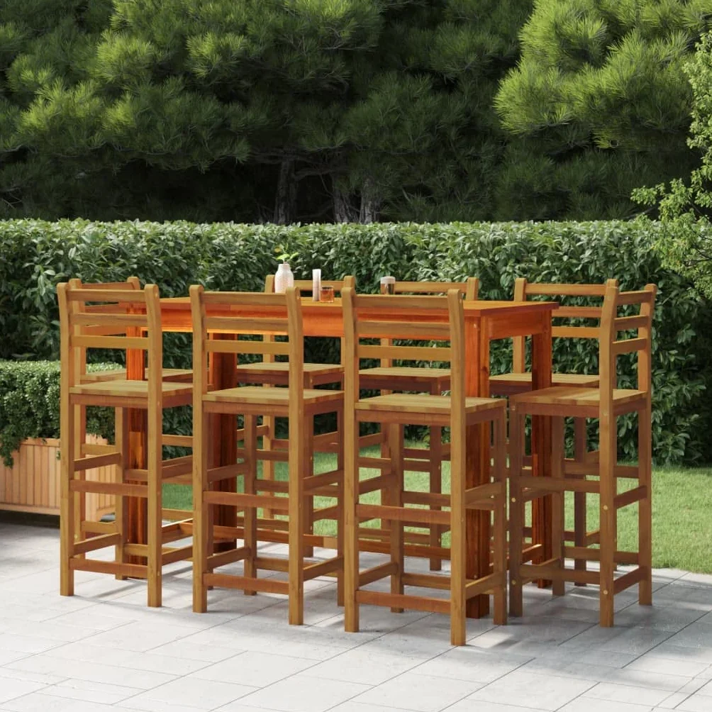 Ensemble de bar de jardin 9 pcs Bois d acacia solide