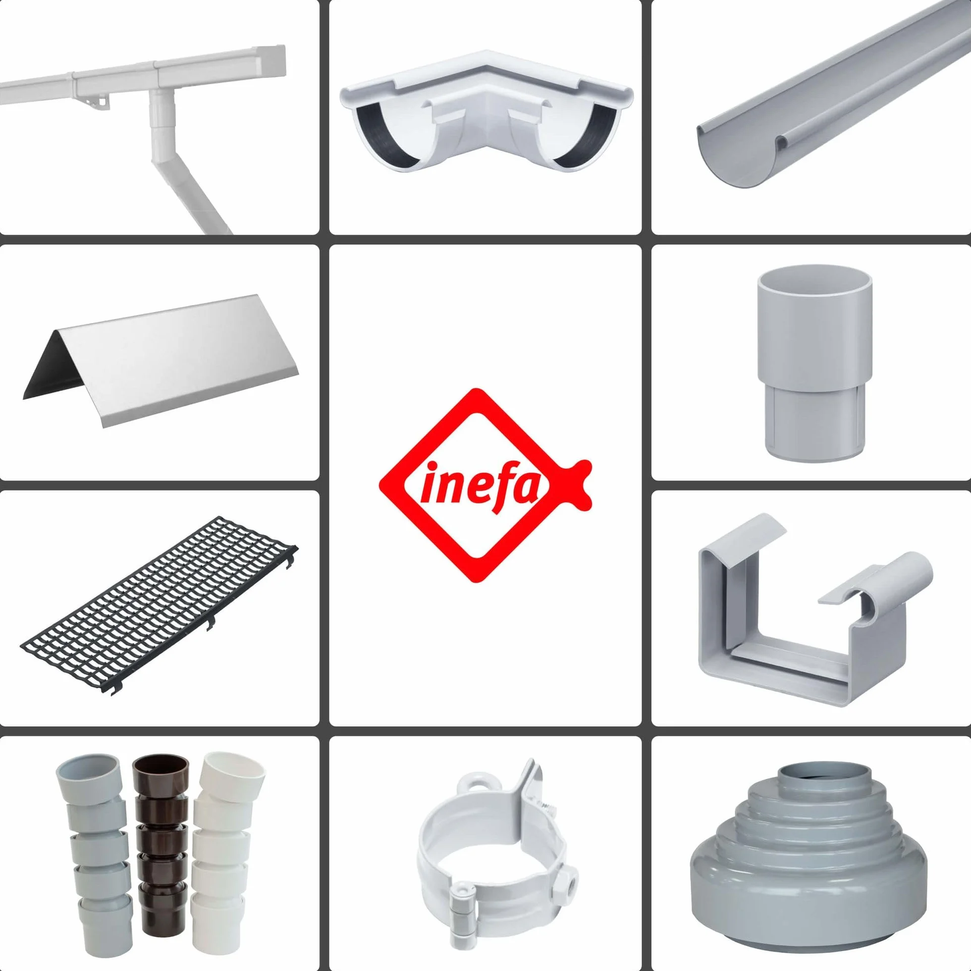 INEFA Embout de Gouttière 68mm Gauche Blanc PVC