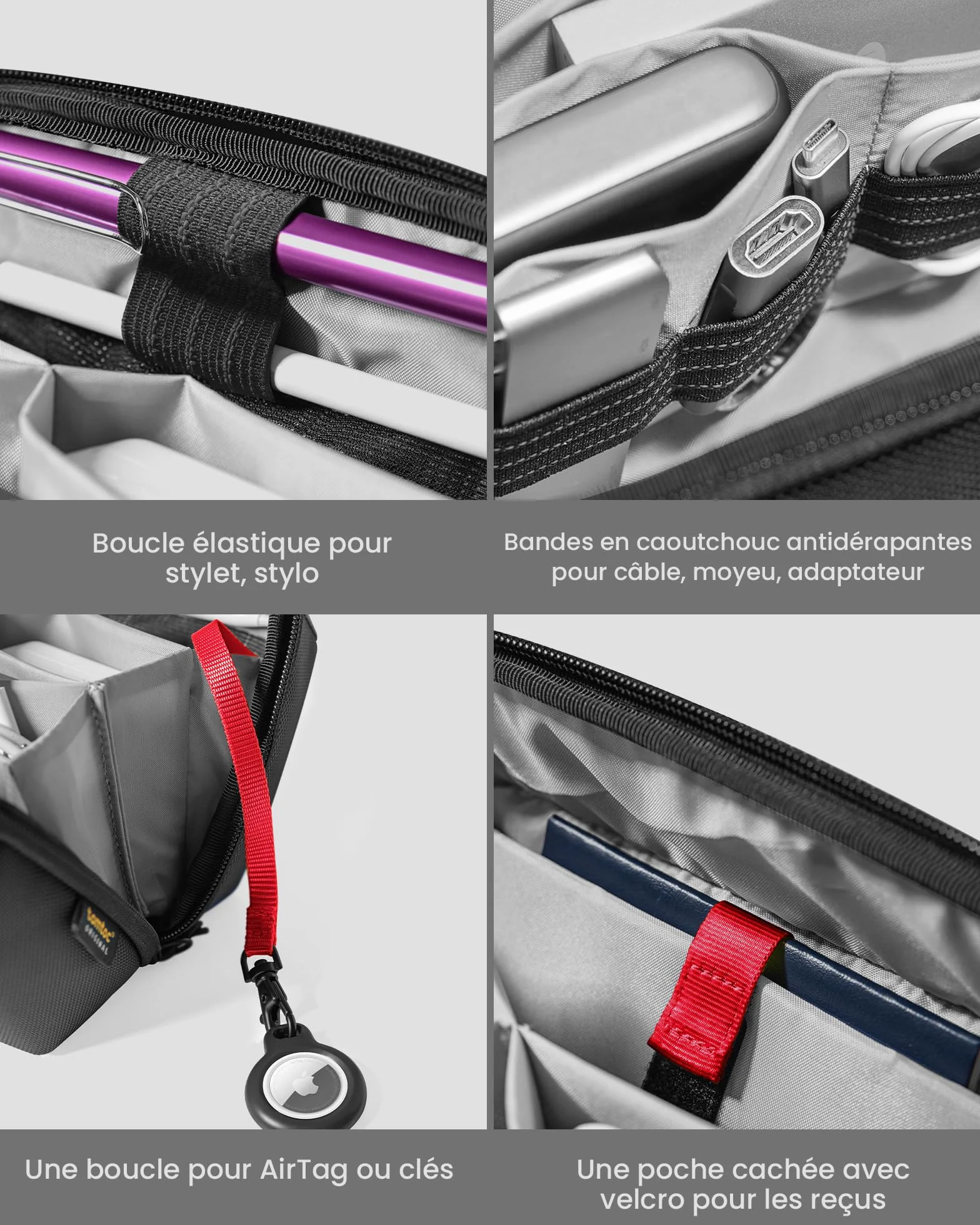 Tomtoc Tech Organizer Bag pour Accessoires Électroniques Adaptateur MacBook