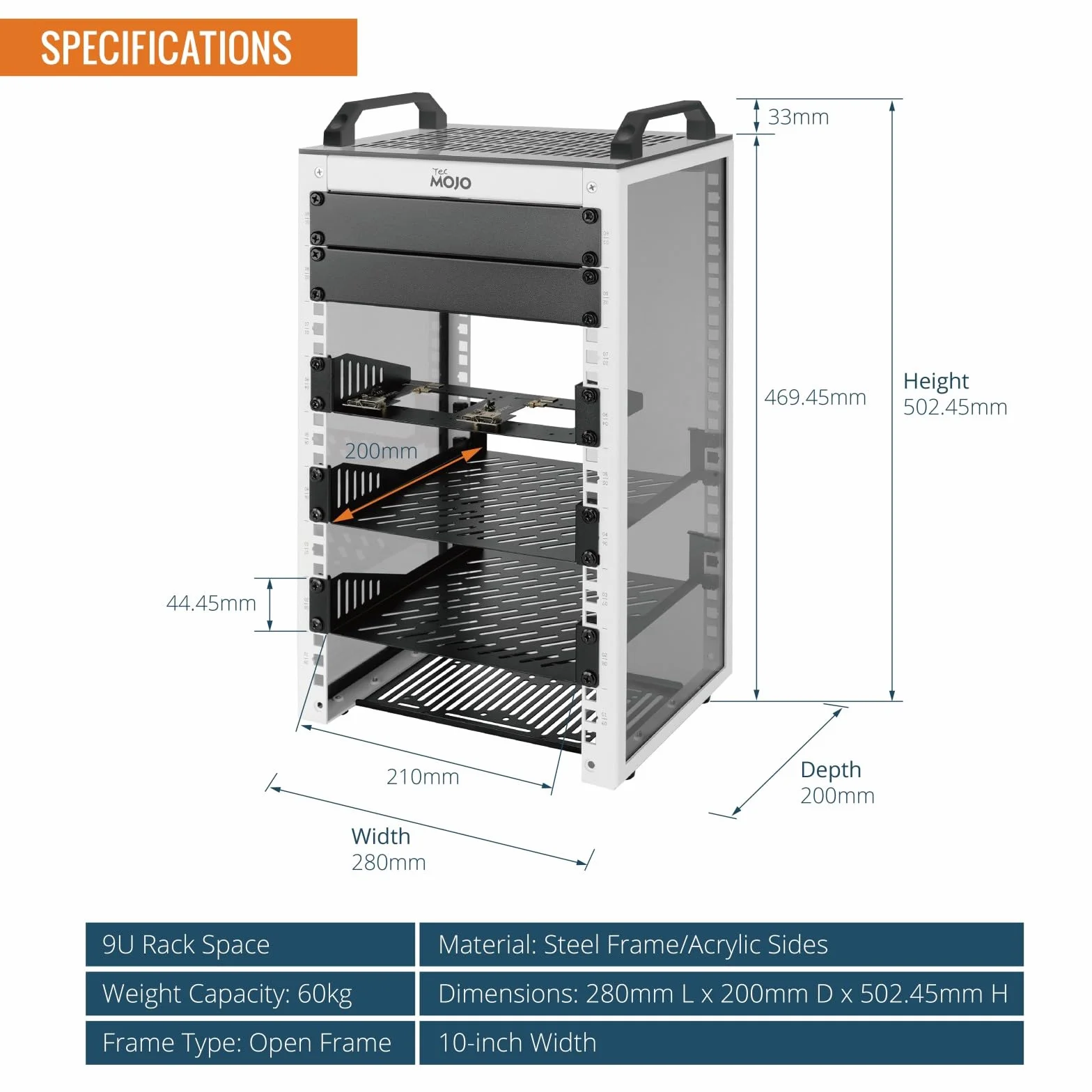 Armoire Réseau 10 Pouces 9U Mini-Rack de Bureau 200mm Blanc pour SBC NAS Serveurs