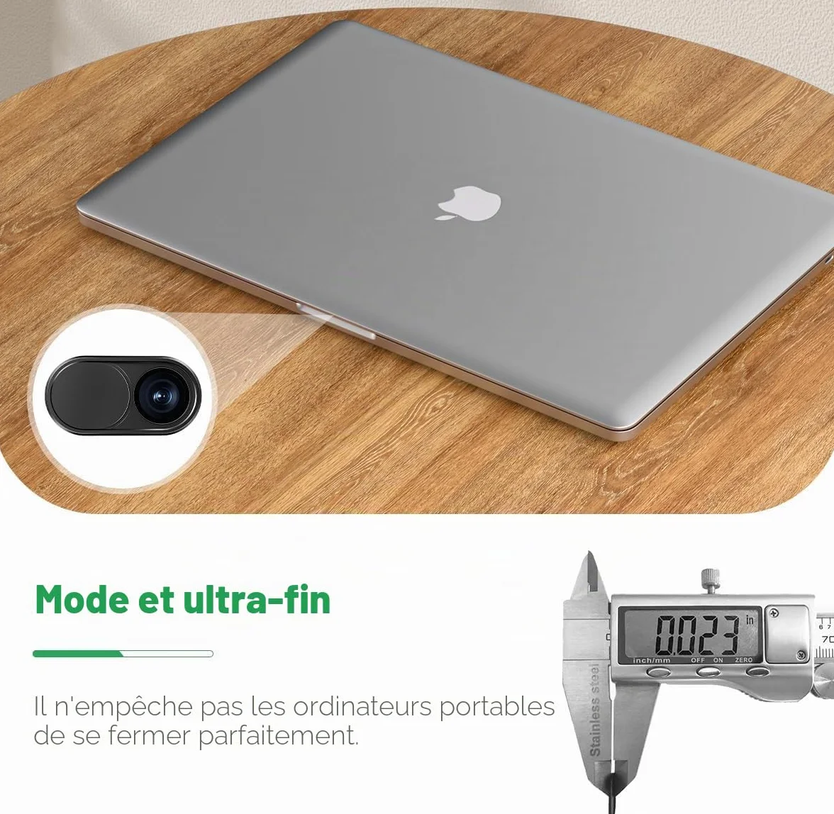 CloudValley Métal Cache Camera Ordinateur, 2-Pièces 0.6 mm Ultra-Mince Webcam Cover pour MacBook Pro Air iPad Laptop