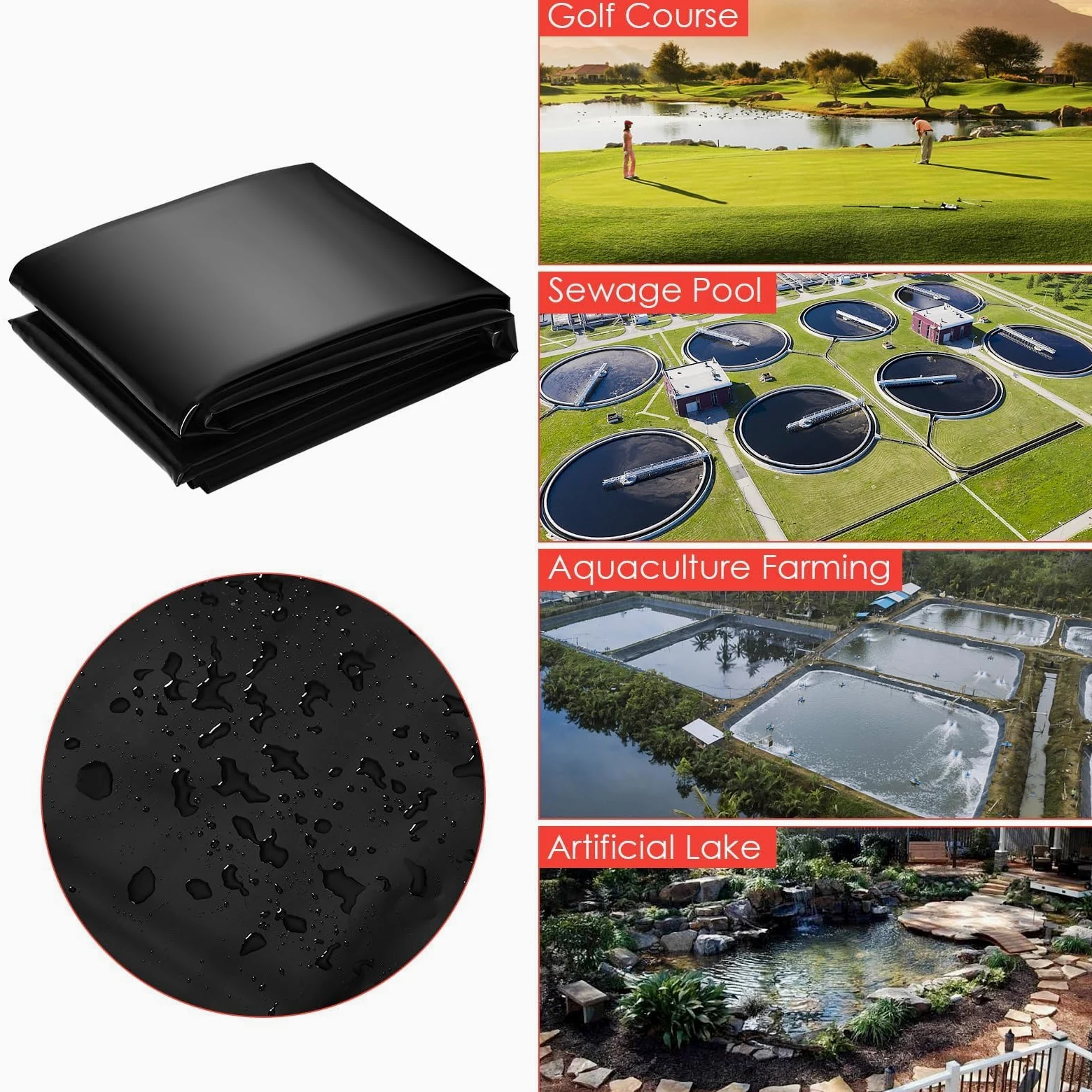 Garvee Bâche de Bassin pour Jardin – LLDPE Robuste, 20 Mil, Protection UV, Flexible, Haute résistance à la déchirure, idéale Poissons, koï, Cascades, fontaines – Taille 4,57m x 6,1m