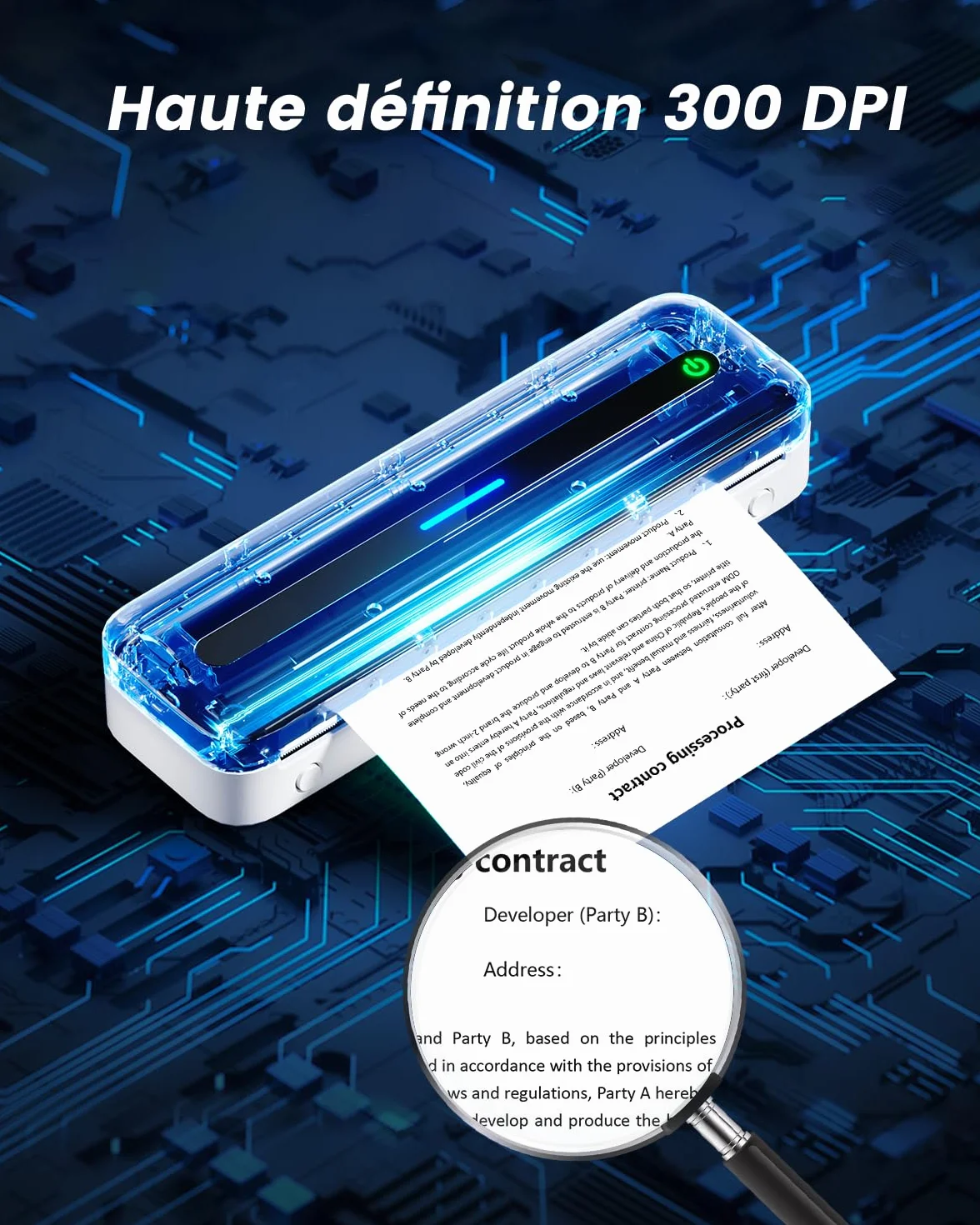 COLORWING M832 Imprimante Thermique A4 300 DPI Bluetooth Portable sans Encre