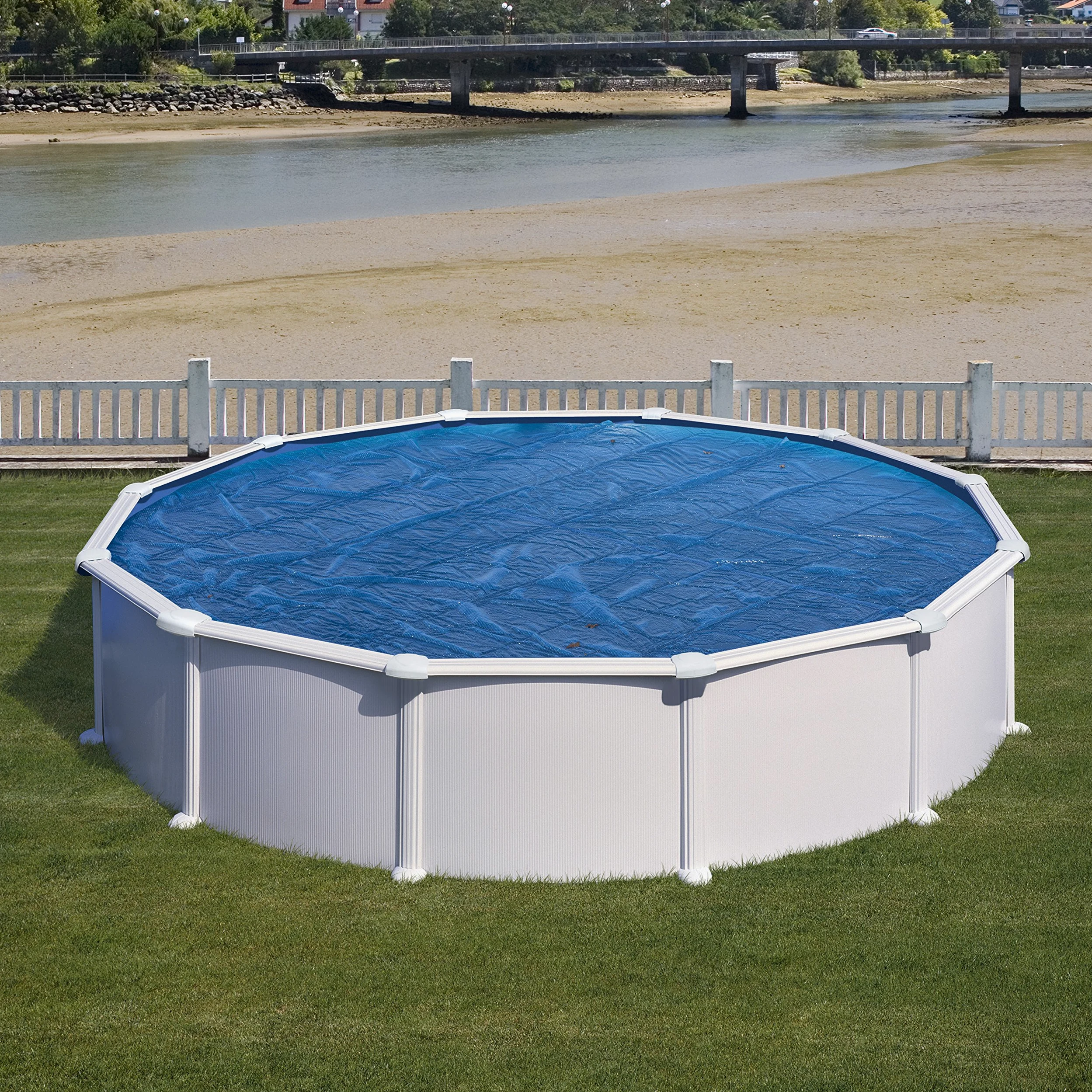 Gre CV450 - Bâche d'été pour Piscine Ronde de 450 à 460 cm de diamètre, Couleur Bleue & GBC GRE CIPR451 Bâche Hiver pour Piscine Ronde ø460, Noir, 120 g/m²