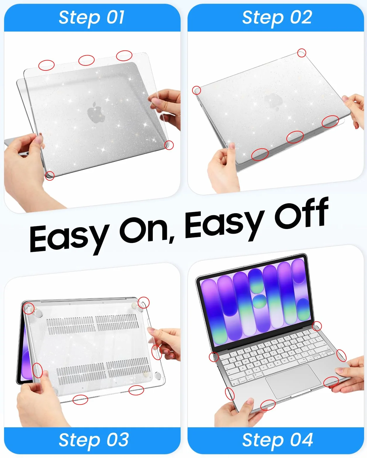 FINTIE Coque MacBook Neo 13 Pouces 2026 A18 Pro A3404 Transparent Paillette