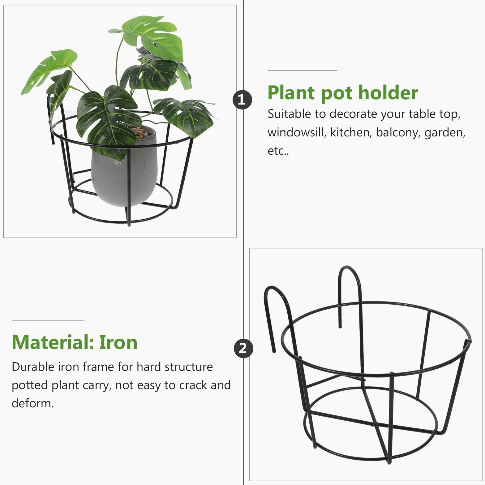 BESPORTBLE Lot de 2 Supports de Pot de Fleurs - Vase à Plantes - Crochets Suspendus pour Plantes - Panier à Fleurs en métal - pour clôture - Support Mural