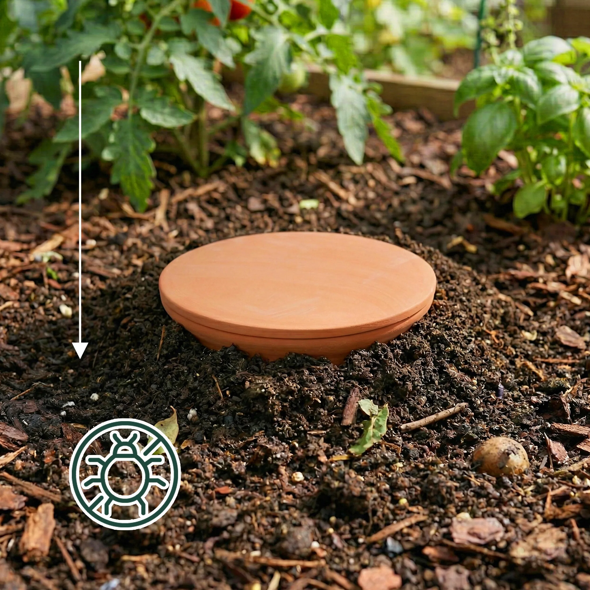 Relaxdays Composteur à vers à enterrer, 5 L, HxØ 26 x 22 cm, Couvercle, Terre Cuite, Jardin & Potager
