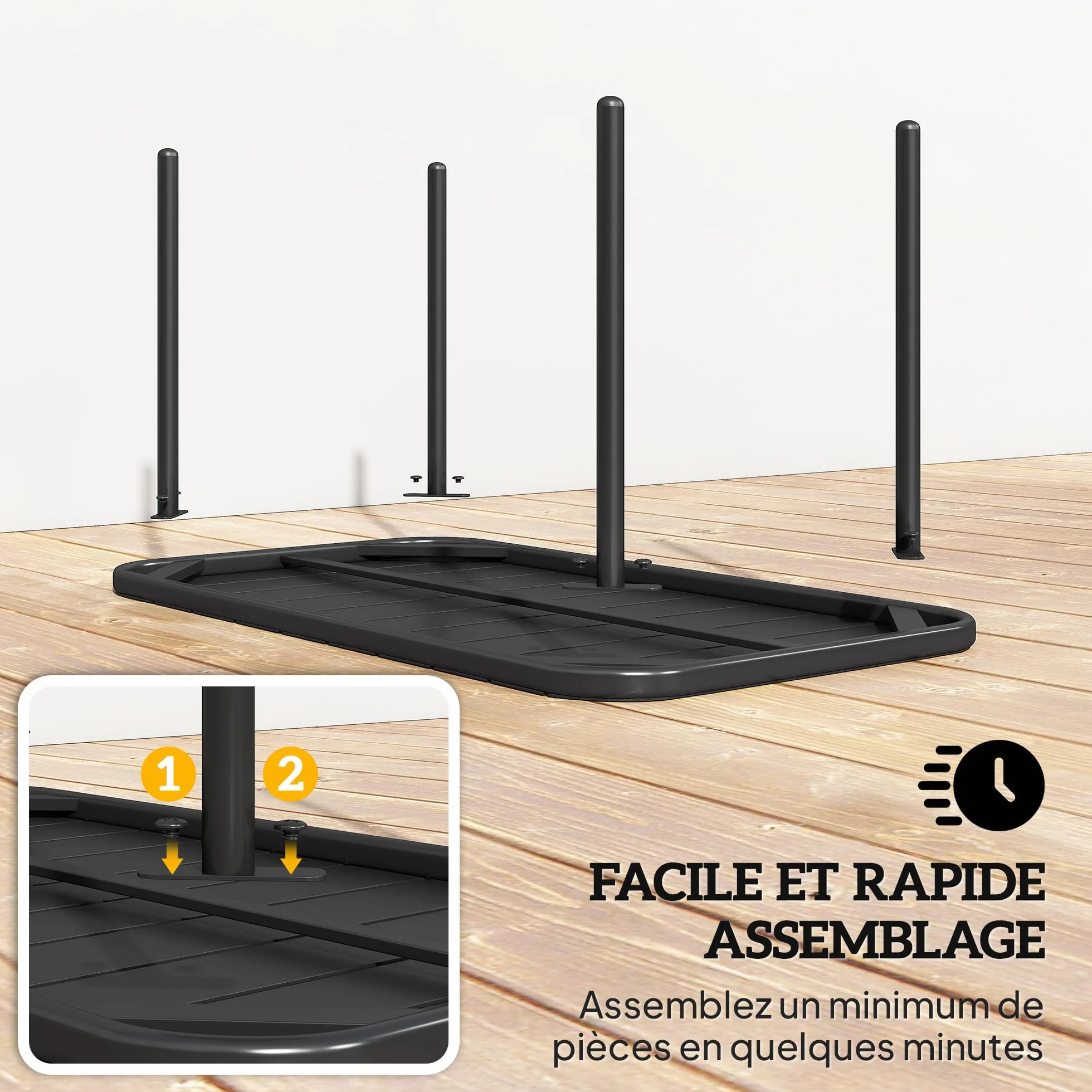 Outsunny Table Basse de Jardin en Acier Galvanisé 90x50x43cm Noir