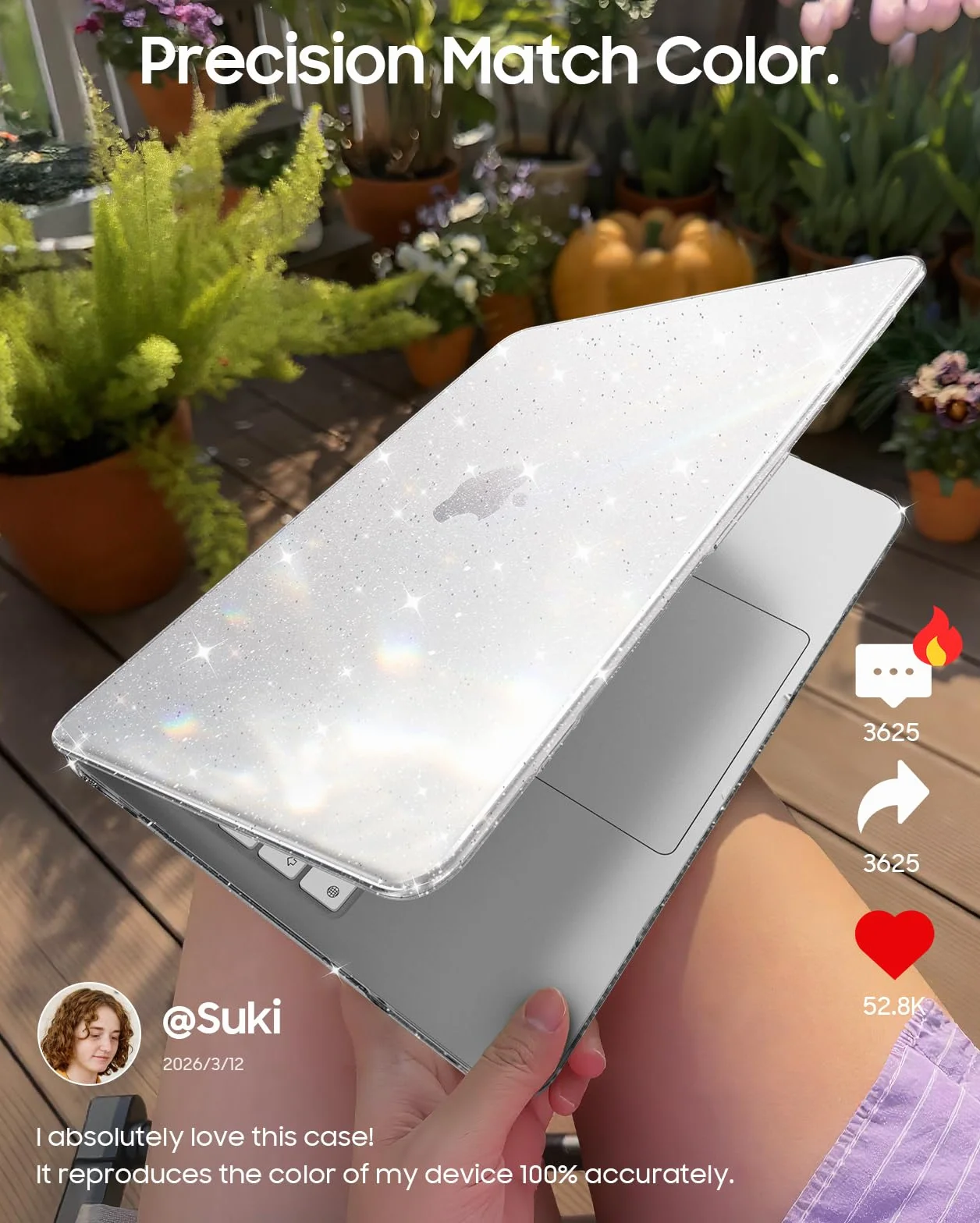 FINTIE Coque MacBook Neo 13 Pouces 2026 A18 Pro A3404 Transparent Paillette