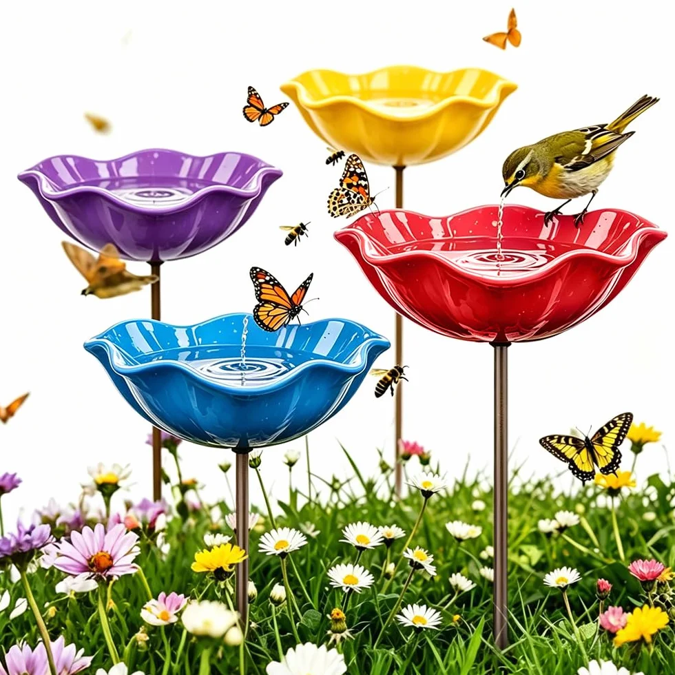Mangeoire Oiseaux Exterieur Metallic Fonte 60cm 4 Pieces