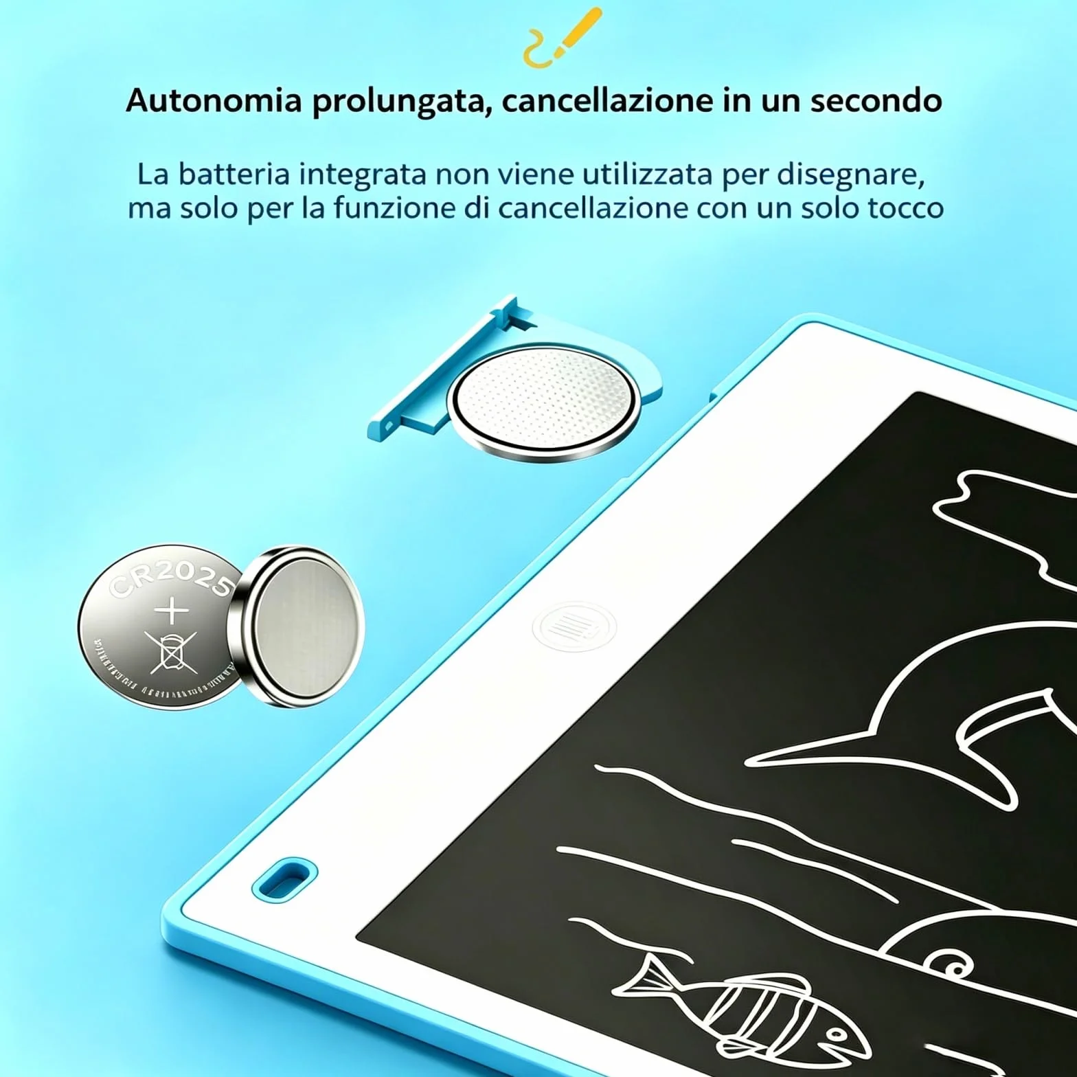 Tablette graphique LCD 10" bleue imperméable antichoc avec stylo intégré pour dessin et notes