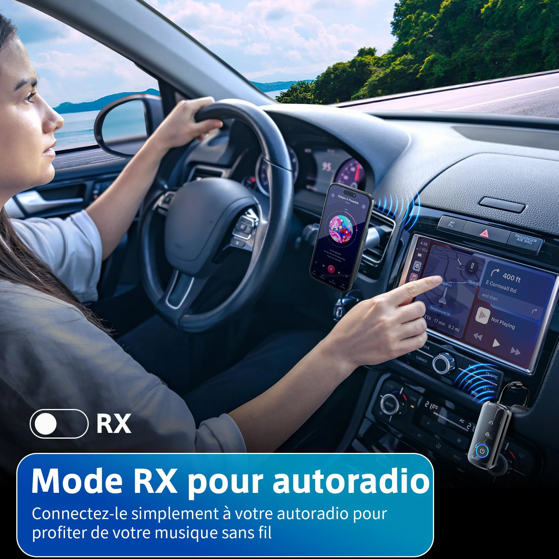 SONRU Adaptateur Bluetooth 5.3 2 en 1 Emetteur Récepteur 3,5 mm AUX Jack pour TV/PC/Voiture