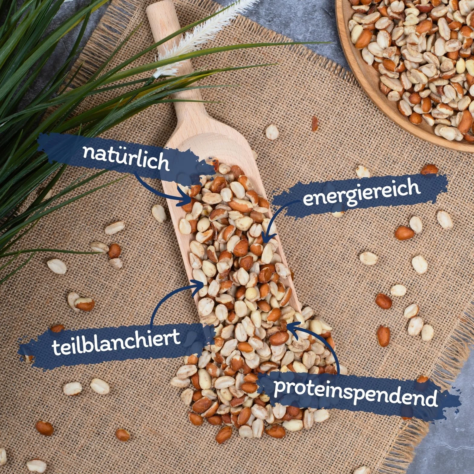 Graines de cacahuètes Splits mélangées blanchies & avec Peau 25 kg Nourriture pour Oiseaux Sauvages