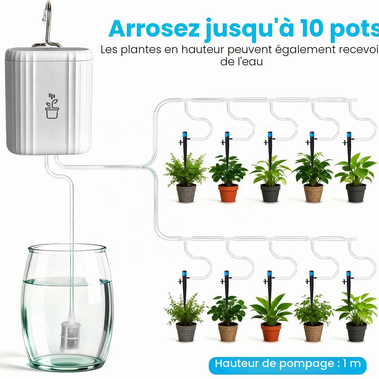 Système D'arrosage Automatique Wifi, App Control Système D'arrosage Automatique Pour Plantes En Pot D'intérieur, Kit D'arrosage Goutte à Goutte DIY Avec Alarme De Manque D'eau, Minuterie Programmable