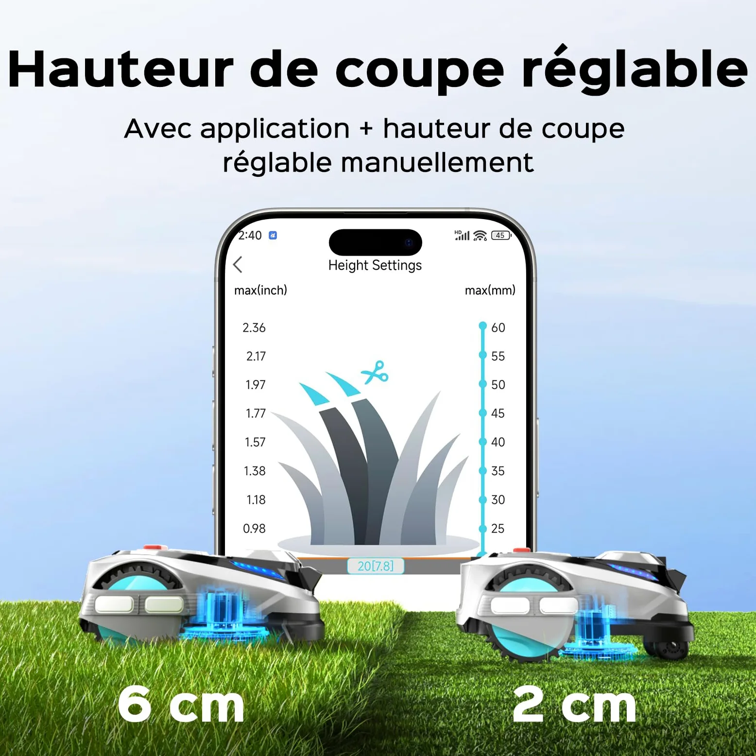 YARDCARE N1600PRO Robot Tondeuse sans câble périphérique, jusqu'à 1600 m², Navigation RTK et Vision IA, détection de Plus de 300 Obstacles, Tonte en U, APP Gestion Multi-Zones et Hauteur 20–60 mm