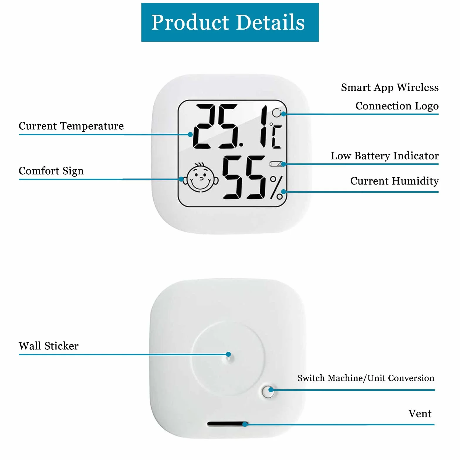 Thermomètre Hygromètre Intérieur RUIZHI 4 pièces Mini Thermomètre Digital Haute Précision Moniteur Température Humidité Portable -50℃~70℃