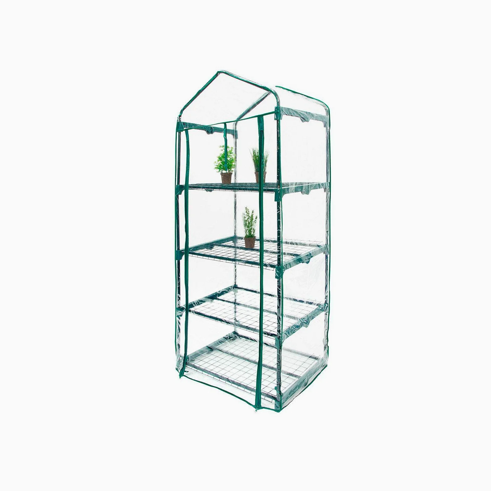 Gardiun Serre en PVC/Acier Leaf II 4 étagères 69 x 49 x 160 cm Vert avec Porte zippée