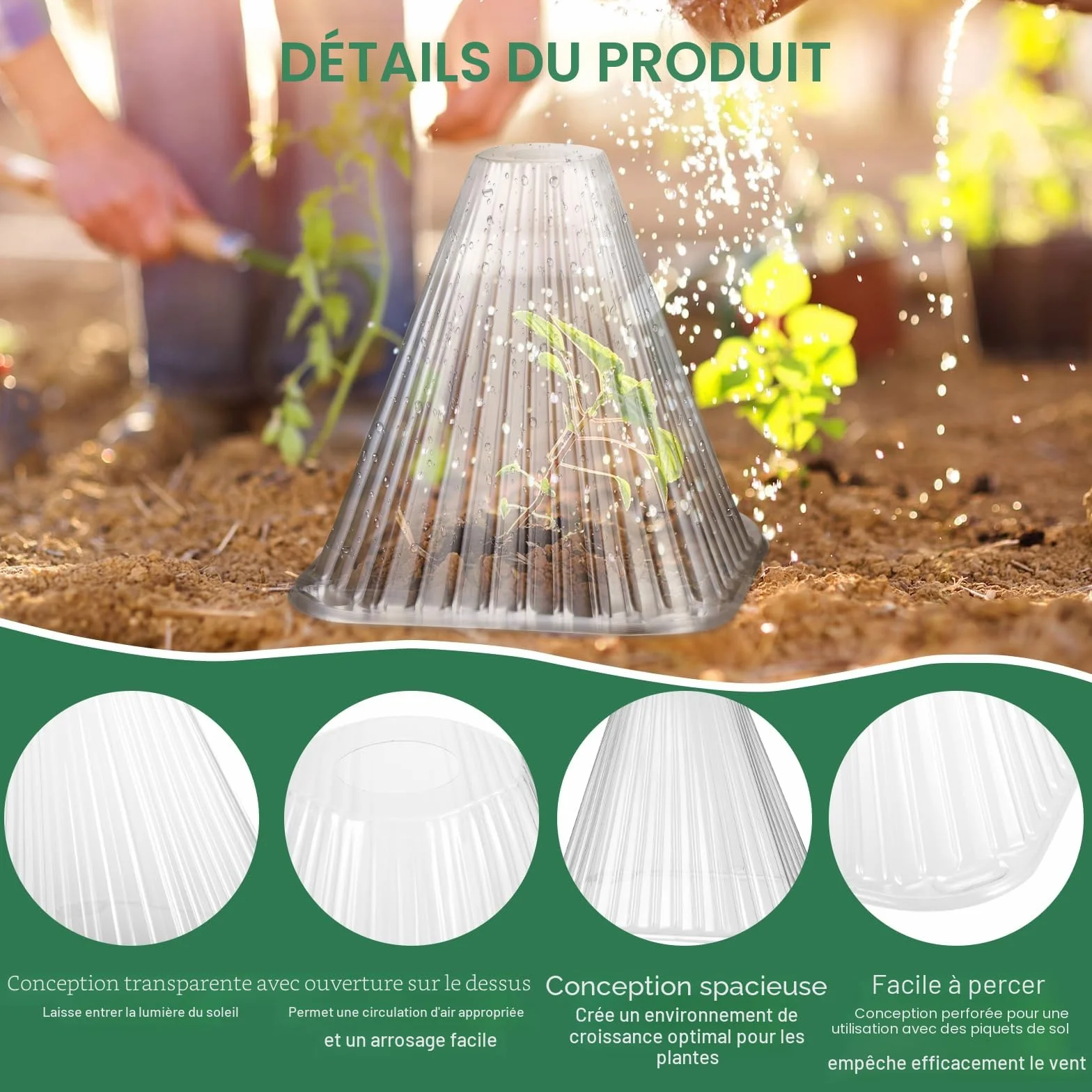 Cloches pour Plantes de Jardin 20PCS, Cloche Réutilisable Protection Plantes en Plastique
