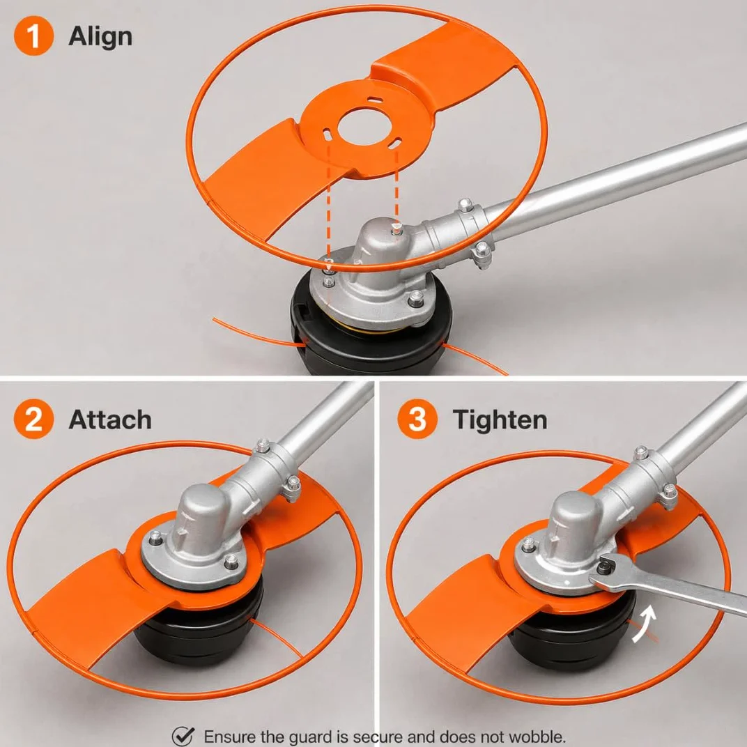 Protection de Débroussailleuse pour Efco 8550 Boss, Anneau Anti-Projections avec Protection de Tête de Coupe et Barrière Contre Les Pierres