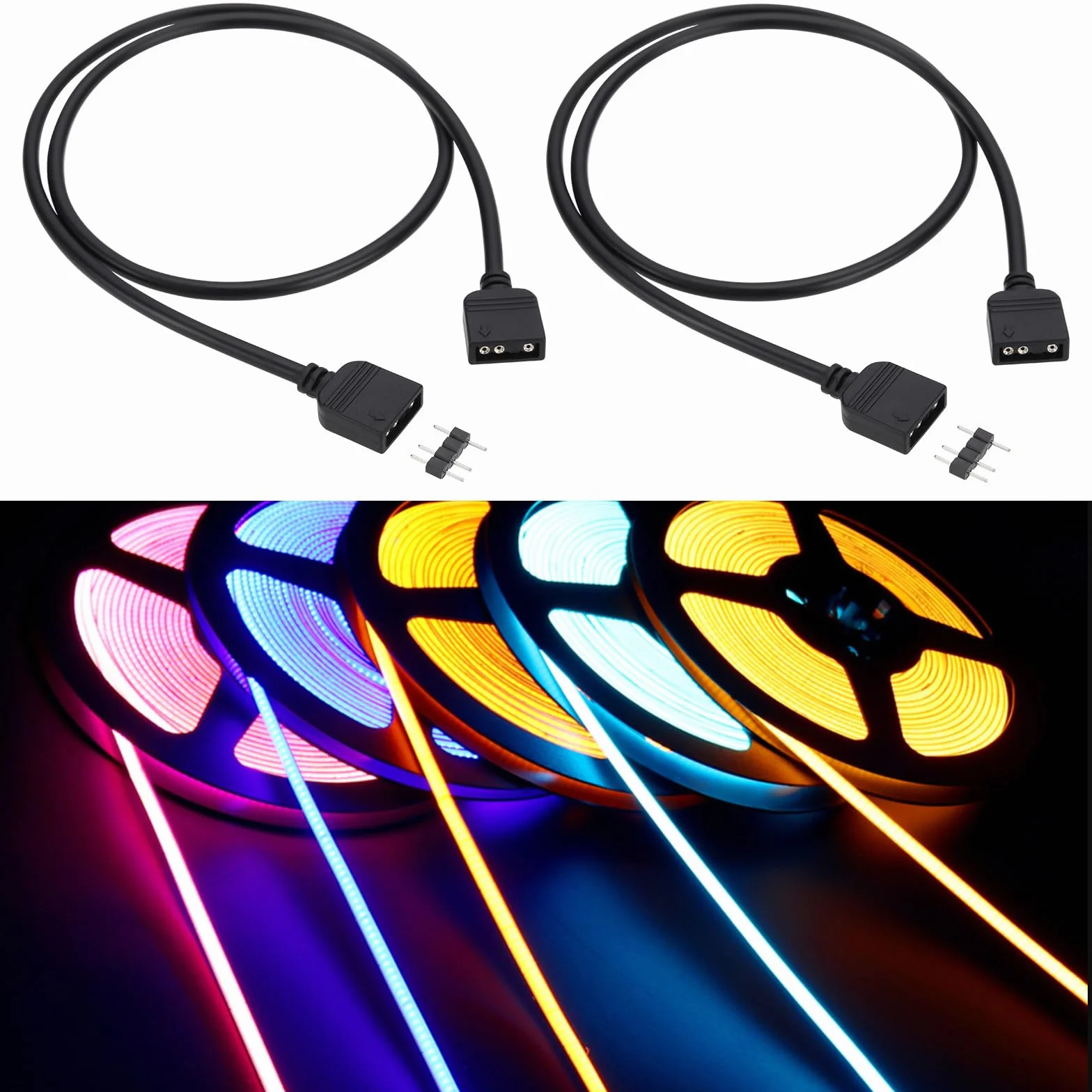 Câbles Shunt RVB Femelle à Femelle 3 Broches 50CM Câble d'extension 5 V Compatible Bandes Lumineuses RVB 5050 3528