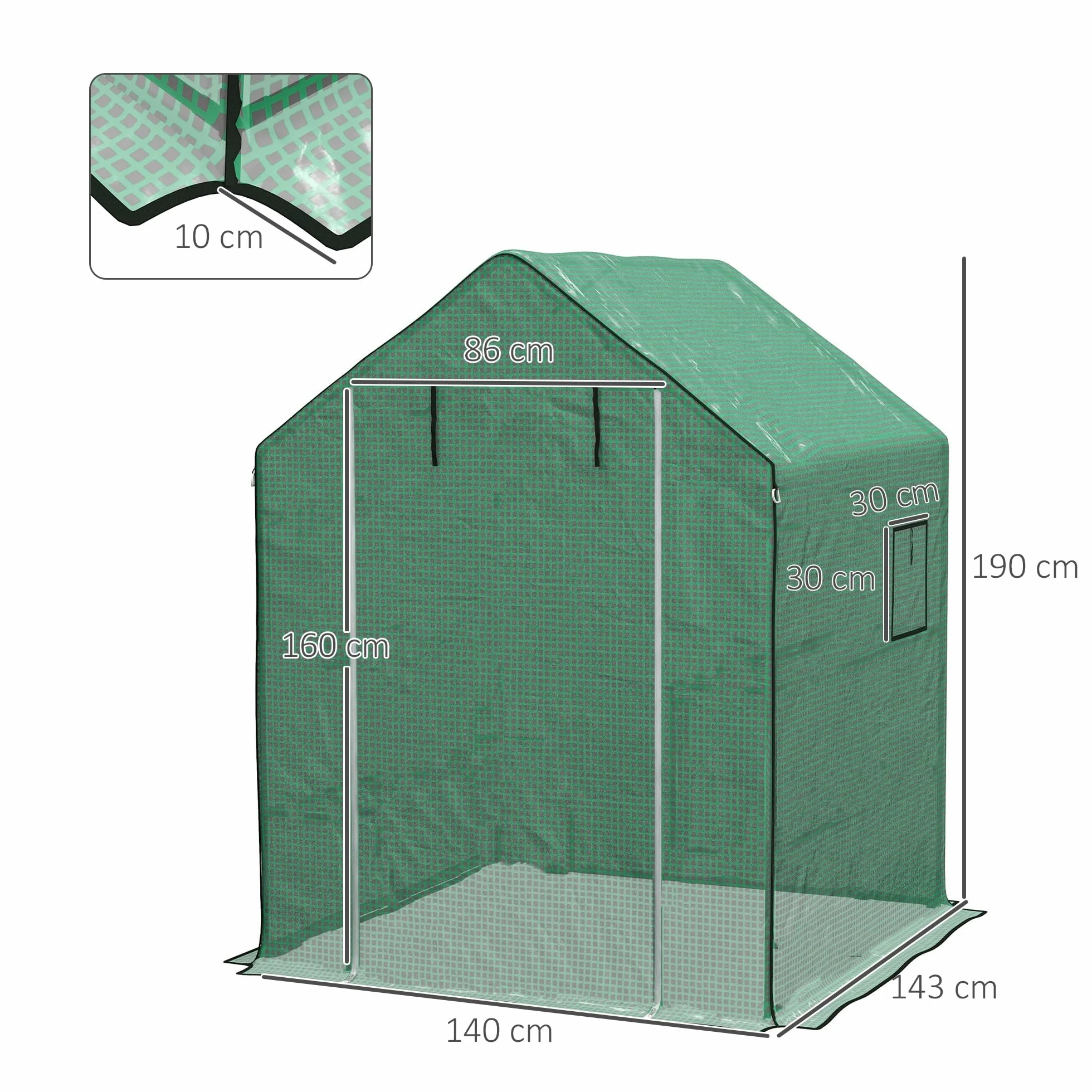 Outsunny Bâche de Remplacement pour Serre de Jardin 140 x 143 x 190 cm Anti-UV Vert