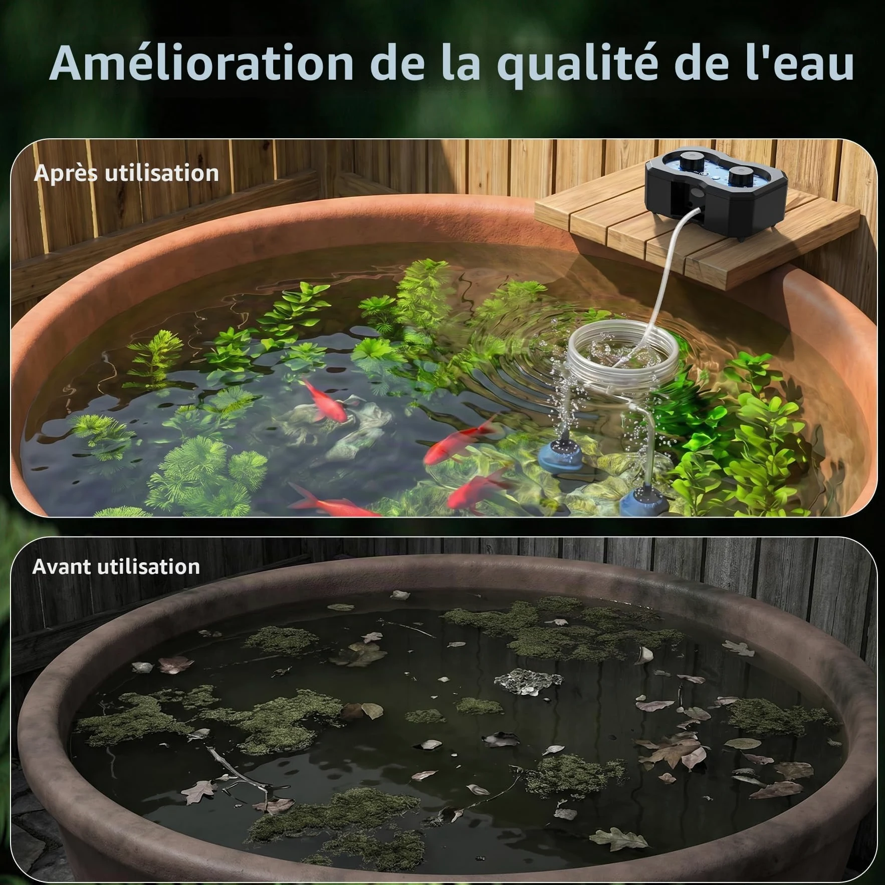 Pompe à oxygène Solaire 3W 2200mAh – Aérateur de Bassin Rechargeable – 146 Modes pour Circulation d'eau, Aquarium et Pisciculture