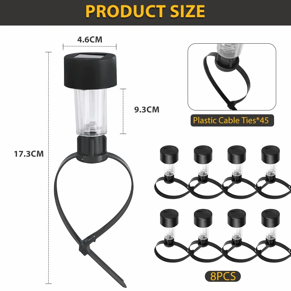 Lampes Solaires de Bassin RGB LED Lot de 8, Éclairage Piscine Hors Sol