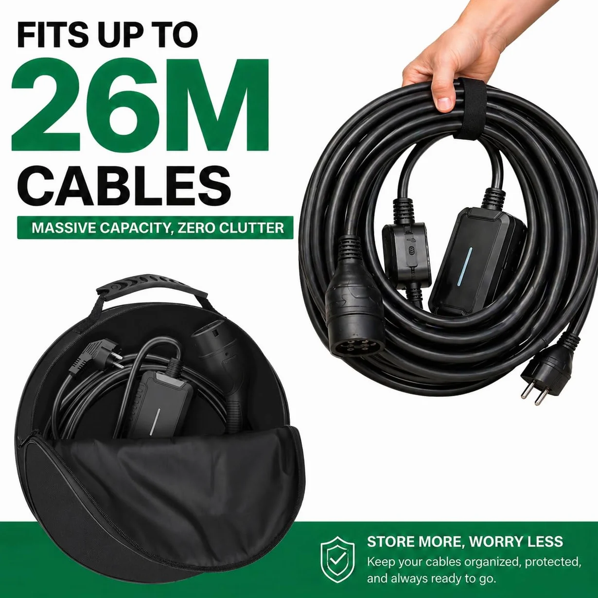 Linkstyle Sac à Câbles pour Voiture Électrique 40×13,5 cm Imperméable pour Câbles de Charge EV