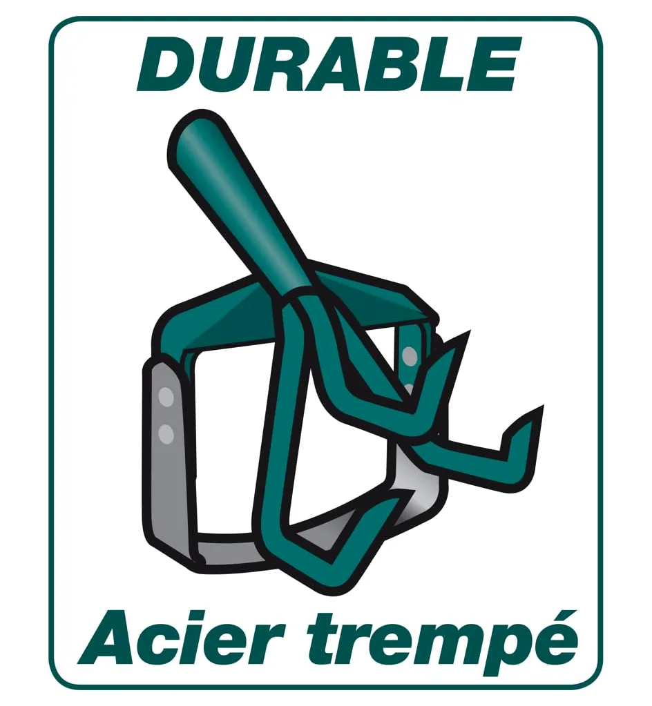 Griffe 3 dents + grattoir oscillant NaturOvert – outil désherbage et ameublissement sol – lame acier trempé 38-46 HRC – jardinage précis