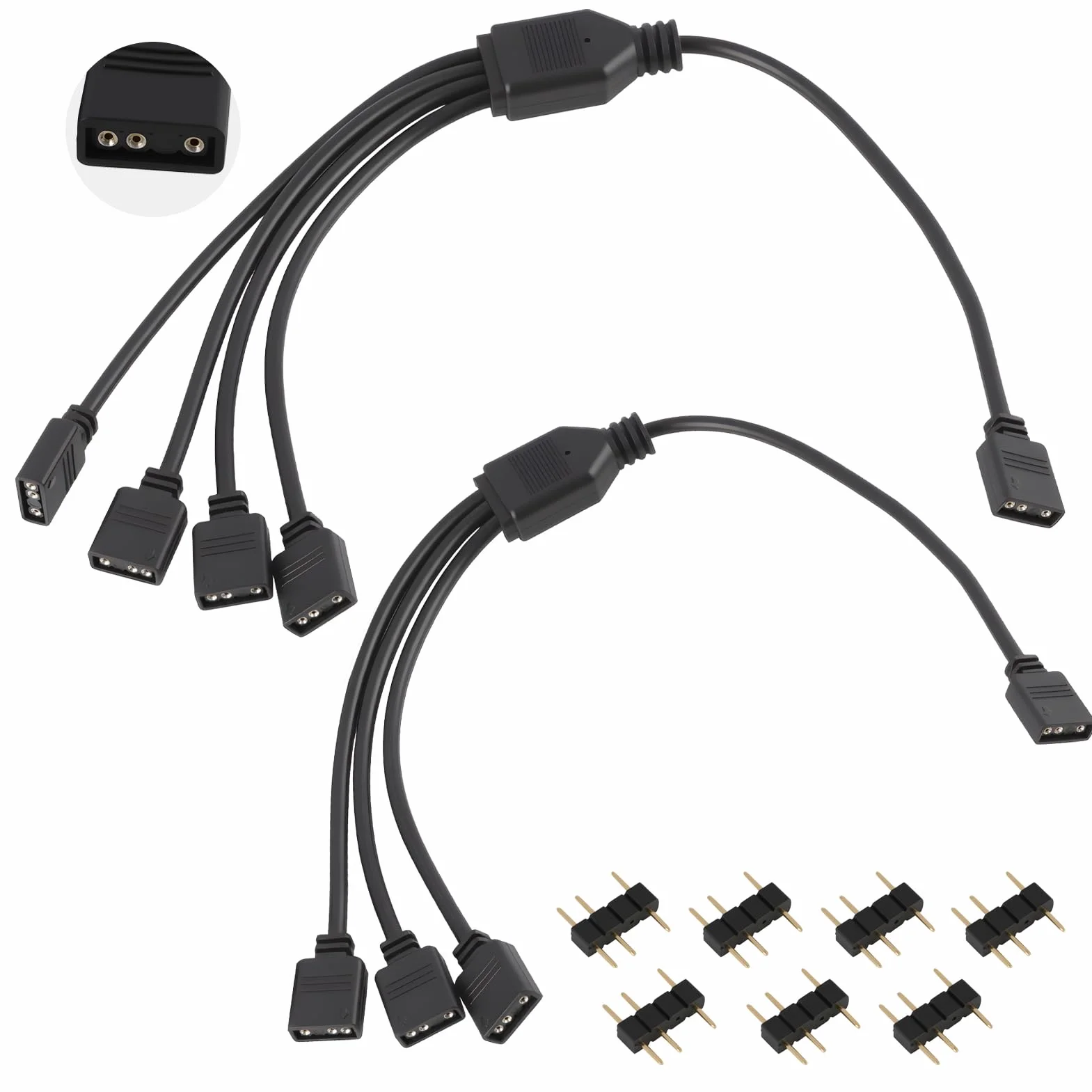 Câble Répartiteur ARGB 5V 3 Broches 1 vers 3 Ports 30 cm pour Ventilateur PC