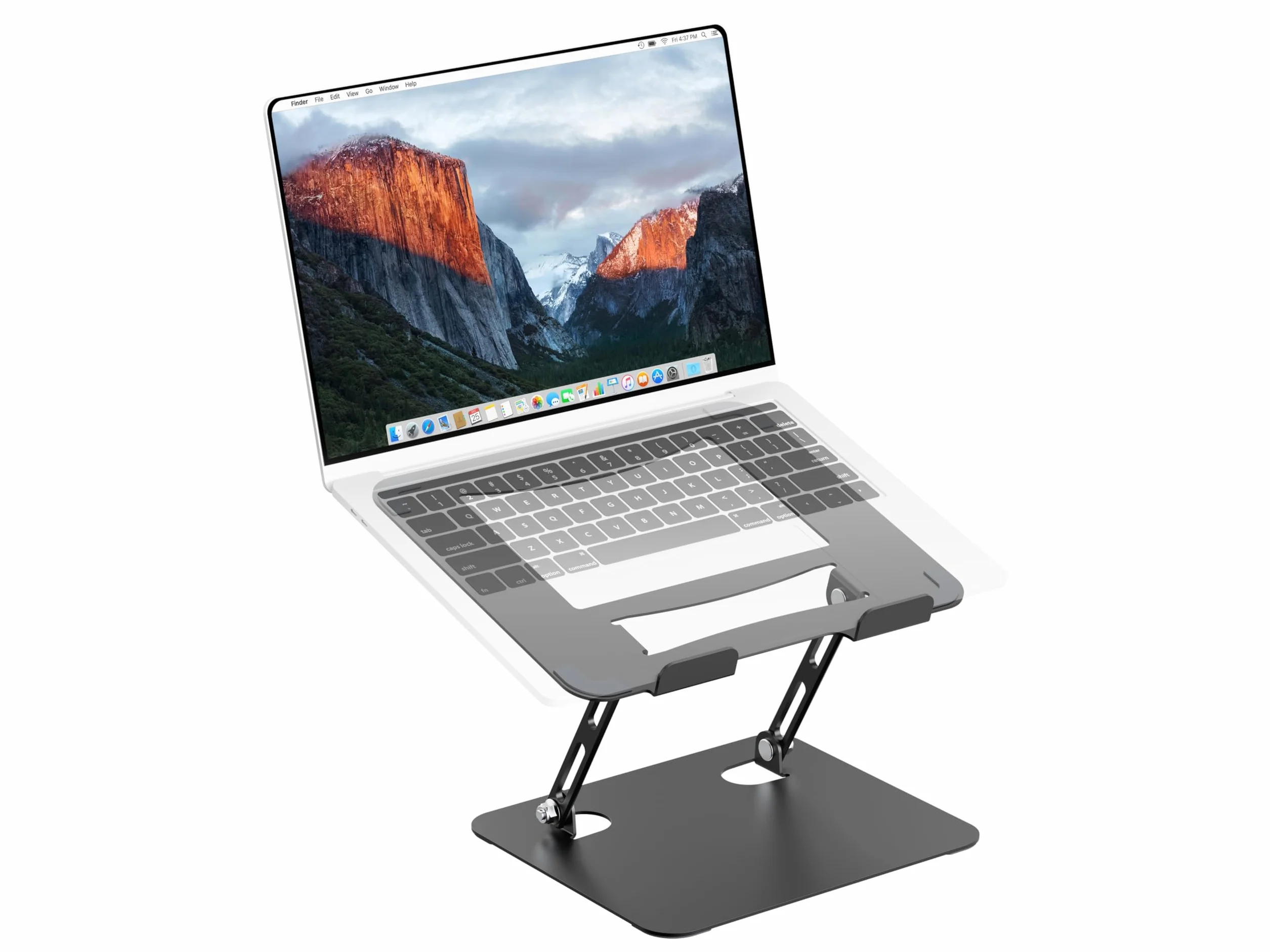 PureMounts Support Ordinateur Portable Réglable Hauteur Pliable Ergonomique Base Pivotante 360° Ventilation Patins Antidérapants Noir