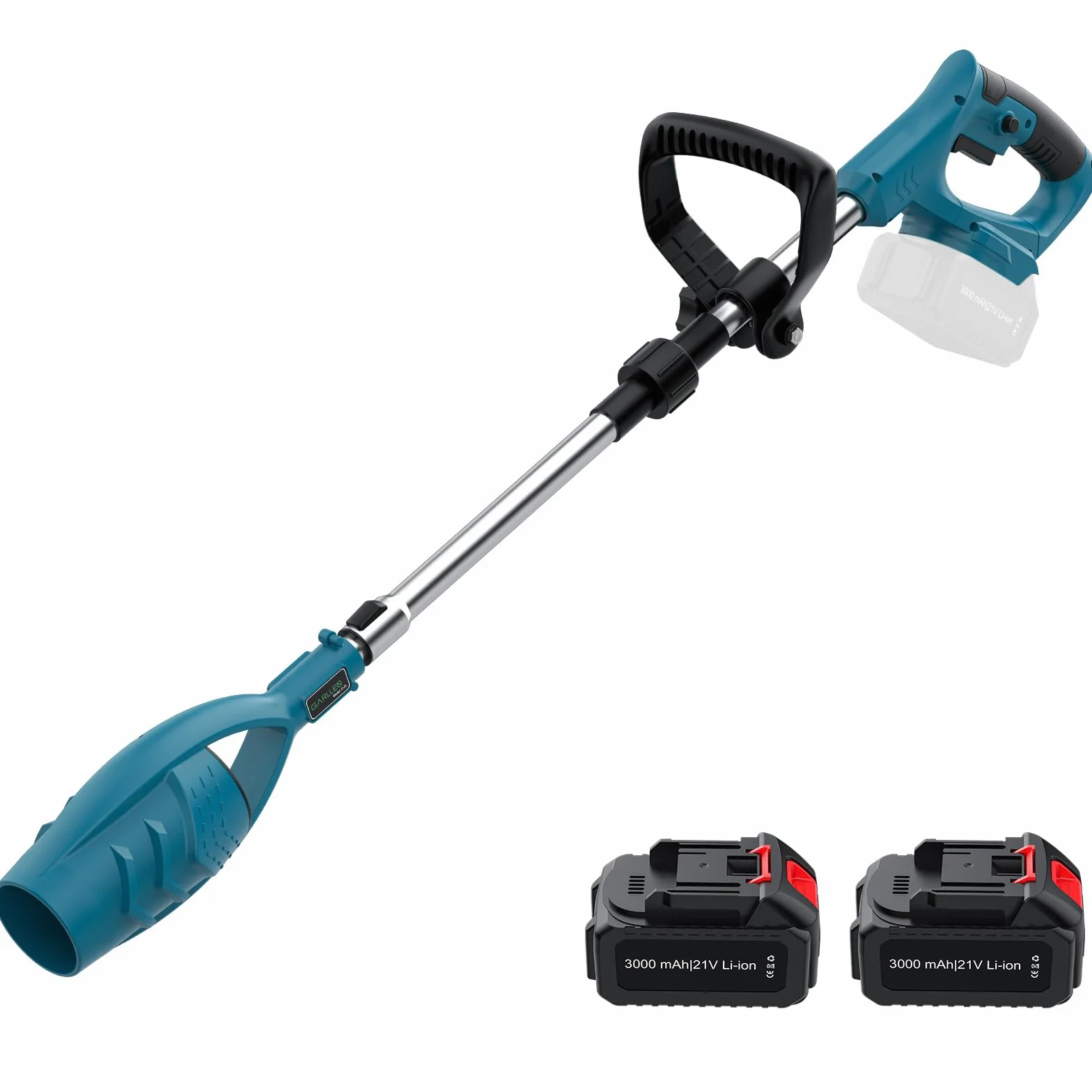 GARLLEN Souffleur électrique à batterie, souffleur électrique sans fil avec 2 batteries de 21 V 3000 mAh, 2600 tr/vitesse du vent 28 m/s, tige télescopique réglable pour feuille et enlèvement de neige | Souffleur Électrique avec 2 Batteries-21V 3,0Ah,Légè