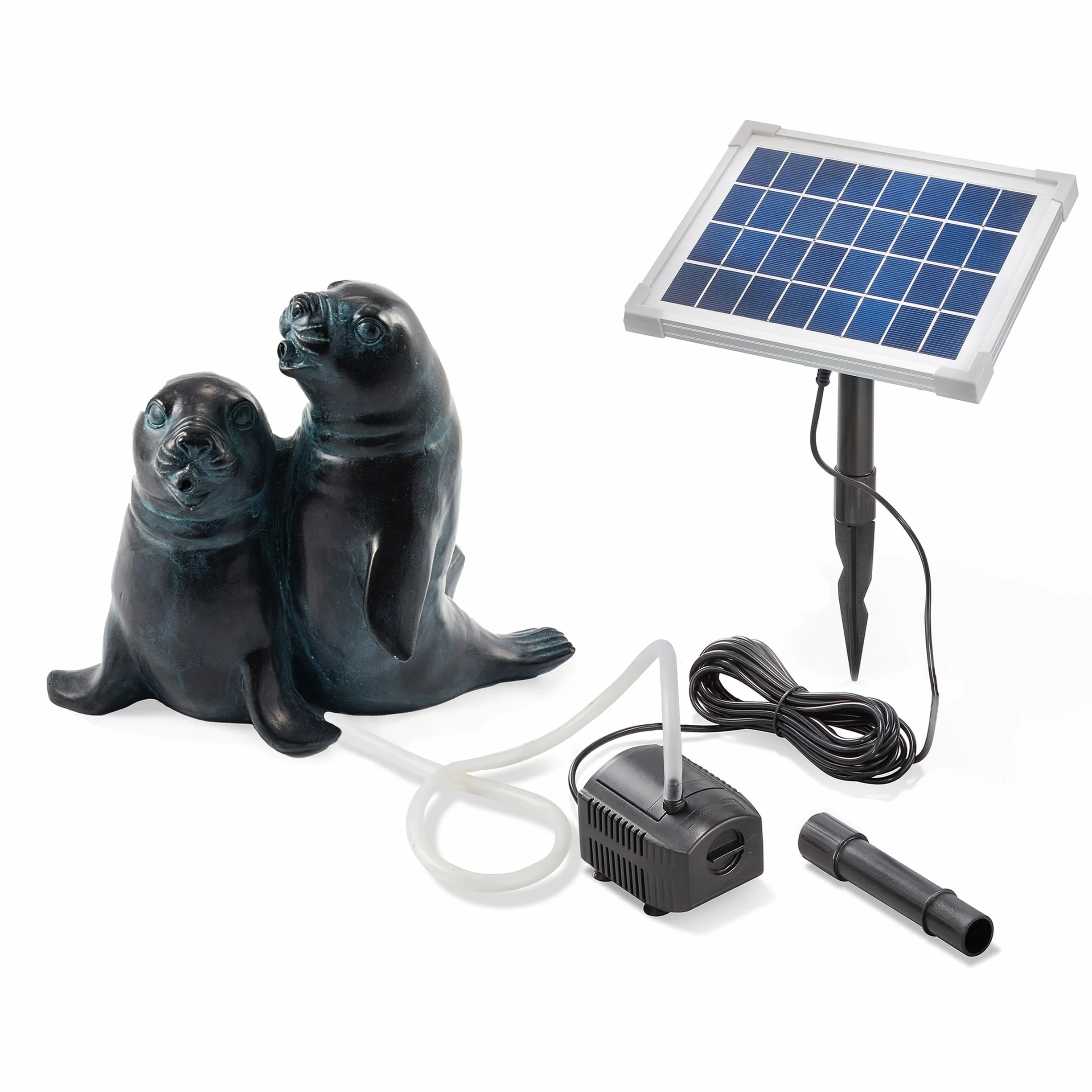 Solarbetriebener Seehundpaar Pompe de Bassin 5 Watt 250 L/H 200 x 200 x 220 mm Jeux d'Eau pour Étang Jardin