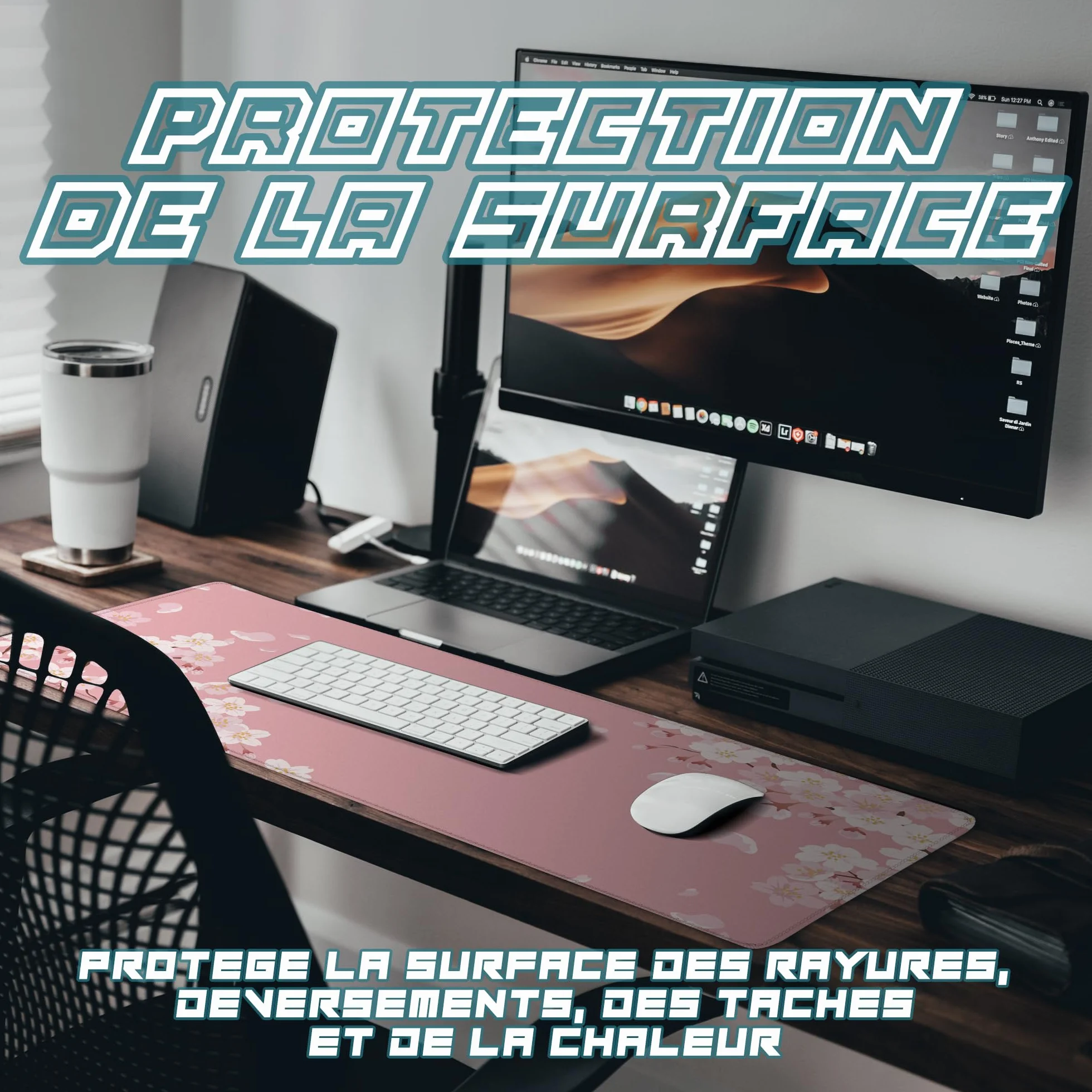 Grand Tapis De Souris XXL Gaming 90x40cm Rose Sakura