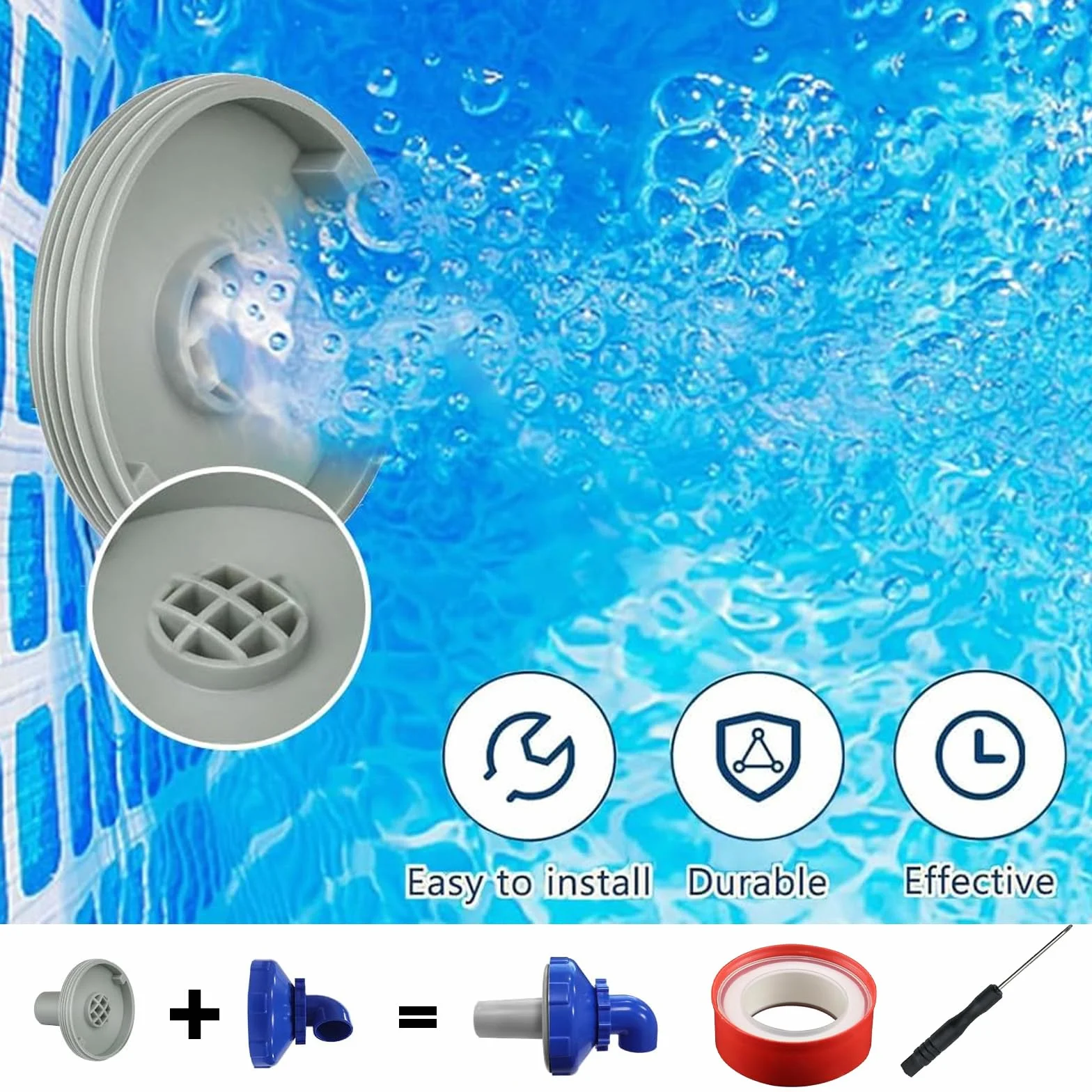 Raccord Buse d'Entrée de Piscine Rotatif 360° 32mm pour Piscine Intex Bestway