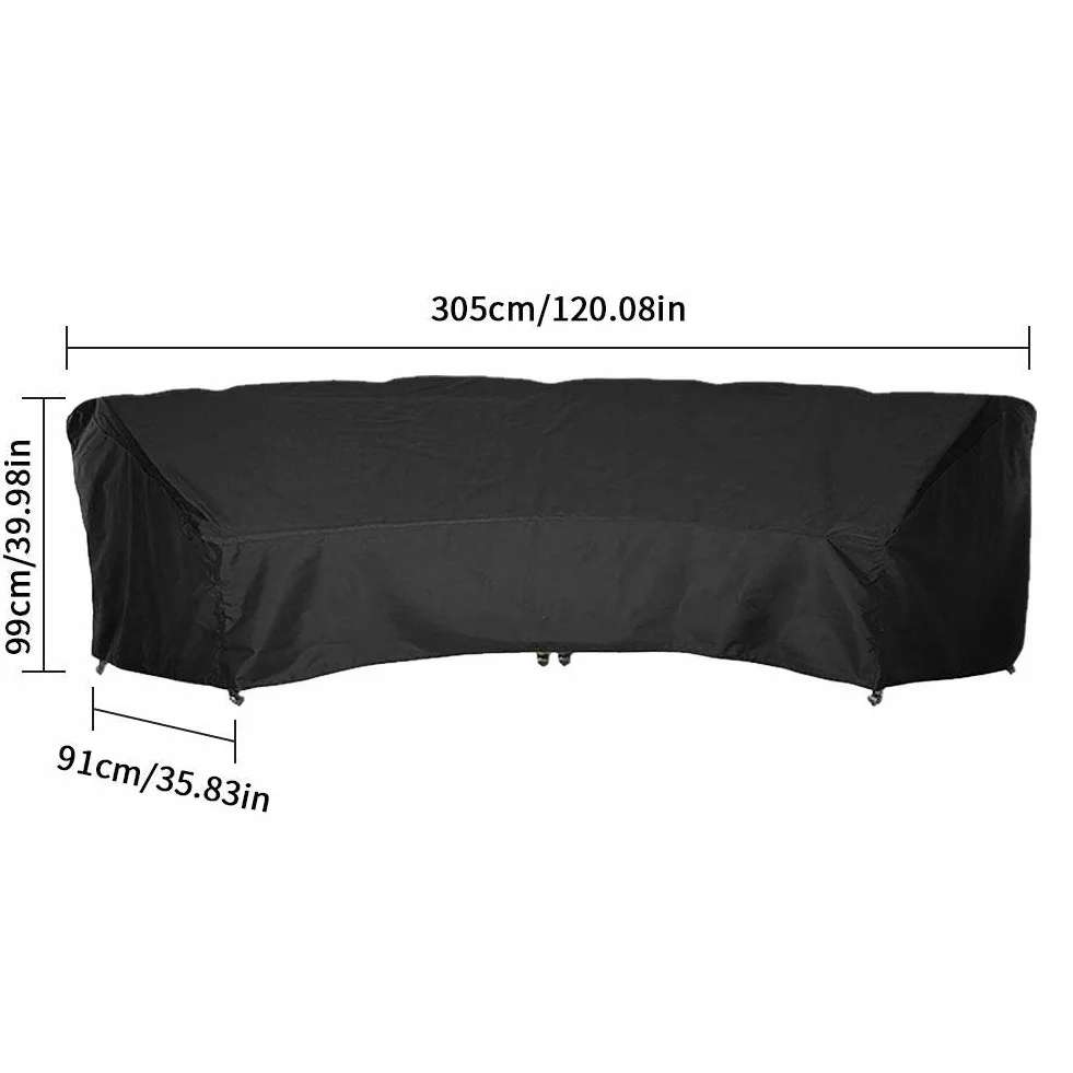Housse de canapé incurvée pour meubles de jardin 305 x 99 x 91 cm protection intempéries