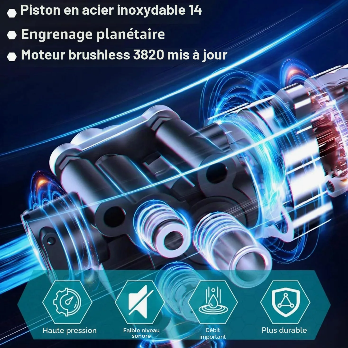 Nettoyeur Haute Pression sans Fil, 21V Max 200 Bar Nettoyeur Haute Pression avec Batterie de 3,0Ah, Press & Clean Pistolet de Lavage avec écran LCD de Puissance et 3 Vitesses (Noir avec 2 Batterie)