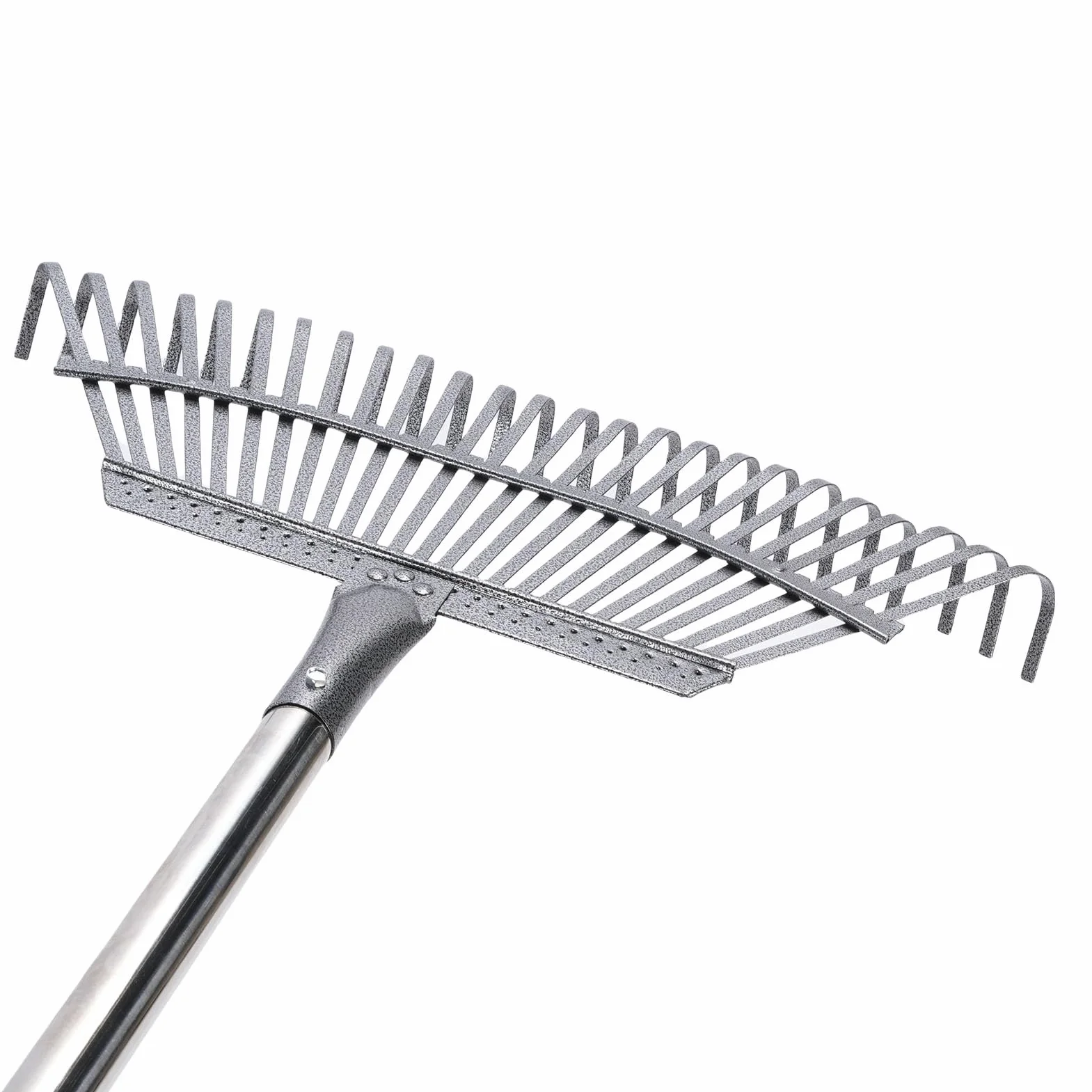 Cocoarm Râteau de Jardin en Métal Réglable à Feuilles de 45,7 Cm de Large avec Poignée Extensible de 91,4 à 180 Cm, 25 Dents Amovibles en Acier au Carbone pour Le Nettoyage de la Pelouse, de la Cour