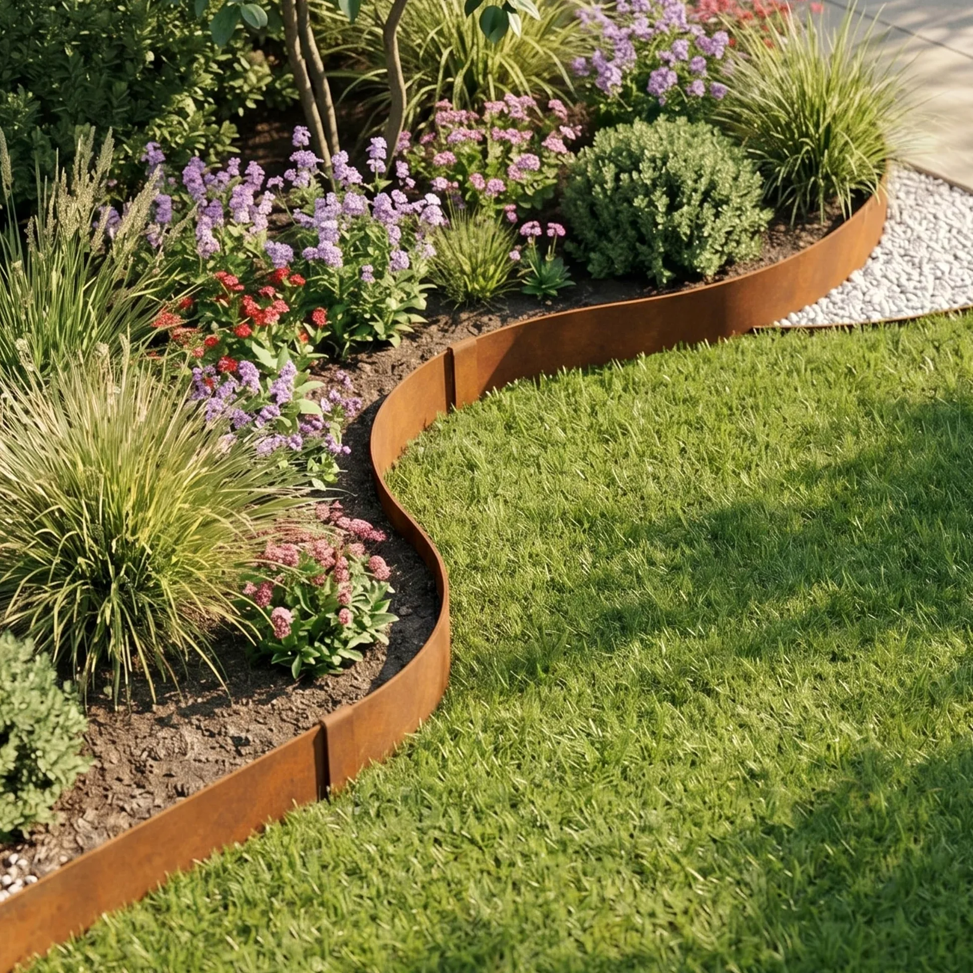 Corten Lot de 6 Bordures de pelouse en Acier résistant aux intempéries 1 m L x 15 cm H/Rouille Borderline Bordure de Jardin en Acier Bordure décorative (6-Pack (Hauteur:15cm))