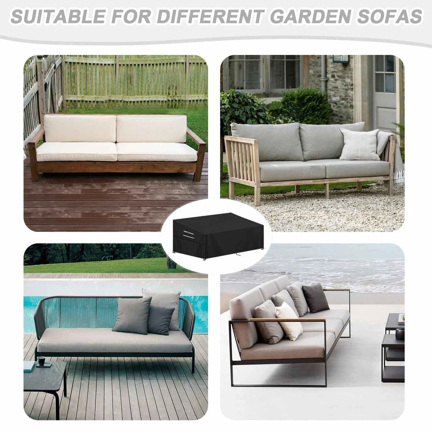 Housse pour Canapé Extérieur 3 Places Imperméable 420D Oxford 205x99x89/61cm