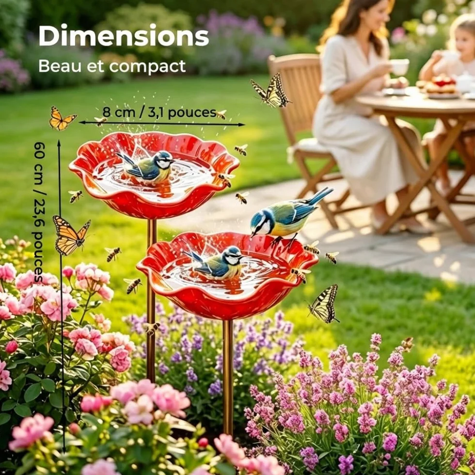 Mangeoire Oiseaux Exterieur Metallic Fonte 60cm 4 Pieces